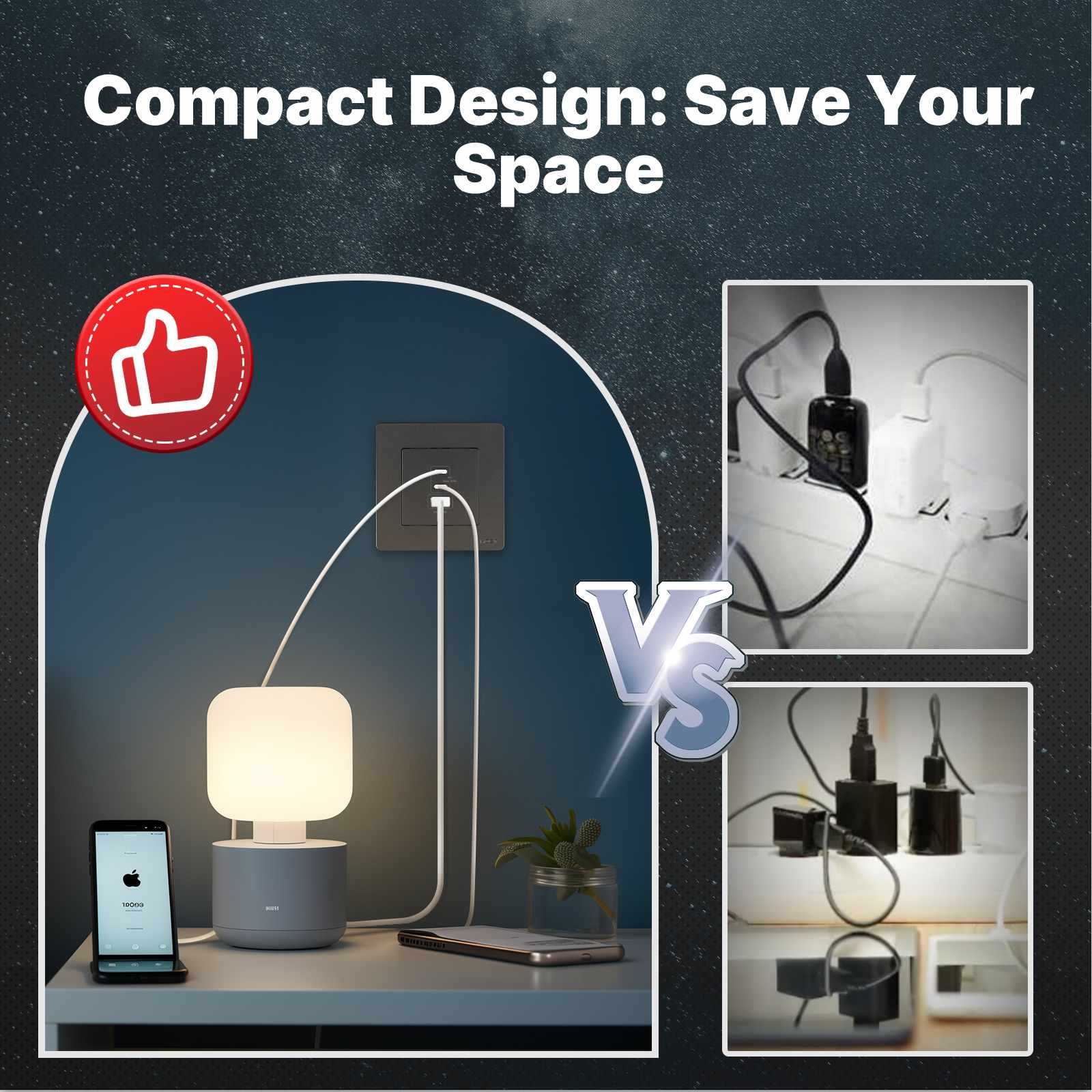 Star Ring 30W/65W Fast Charging PD3.0 Wall Electrical Outlet Charger GaN Socket 3 Ports Type C USB A - Image 6