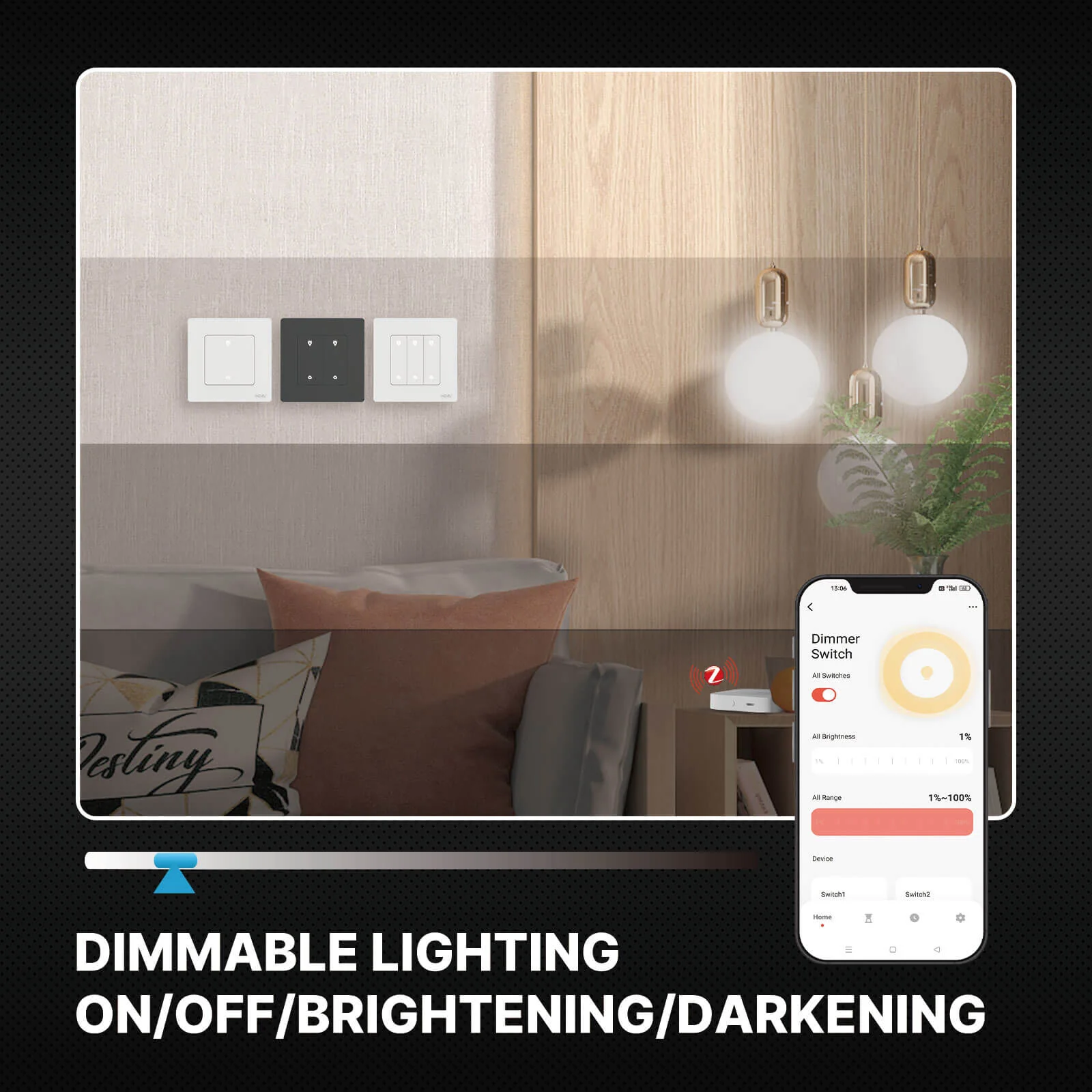MOES Star Ring ZigBee Smart Dimmer Switch for Light Dimming Work with Alexa Google Home Dimmable 1-3Gang - Image 3