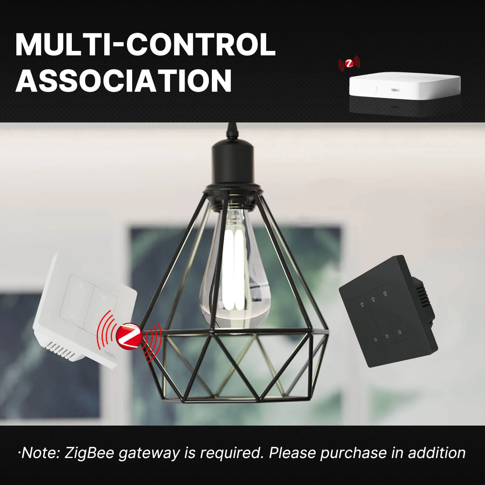 MOES Star Ring ZigBee Smart Dimmer Switch for Light Dimming Work with Alexa Google Home Dimmable 1-3Gang - Image 8