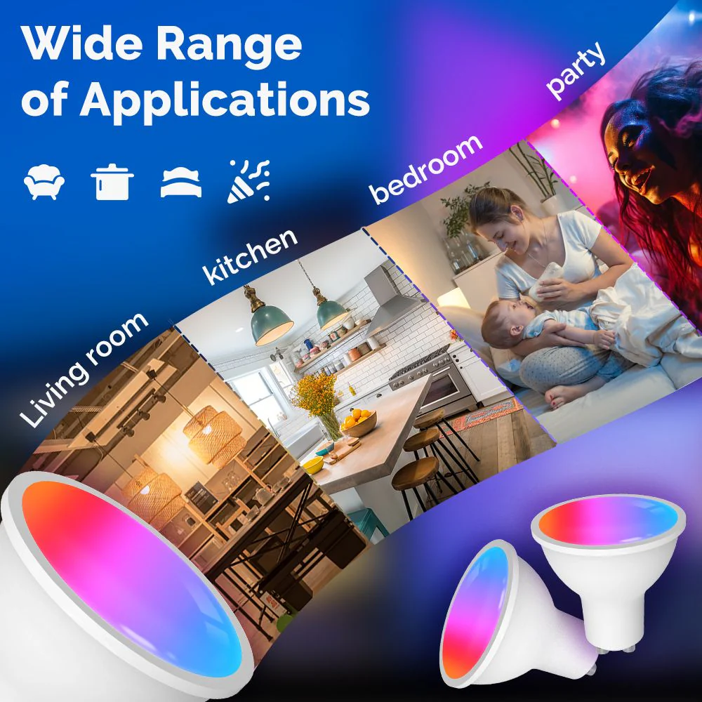 Tuya GU10 Matter WiFi Smart LED Bulb with Voice Control, Dimmable 5W Light 2700-6500K RGB Colors - Image 6