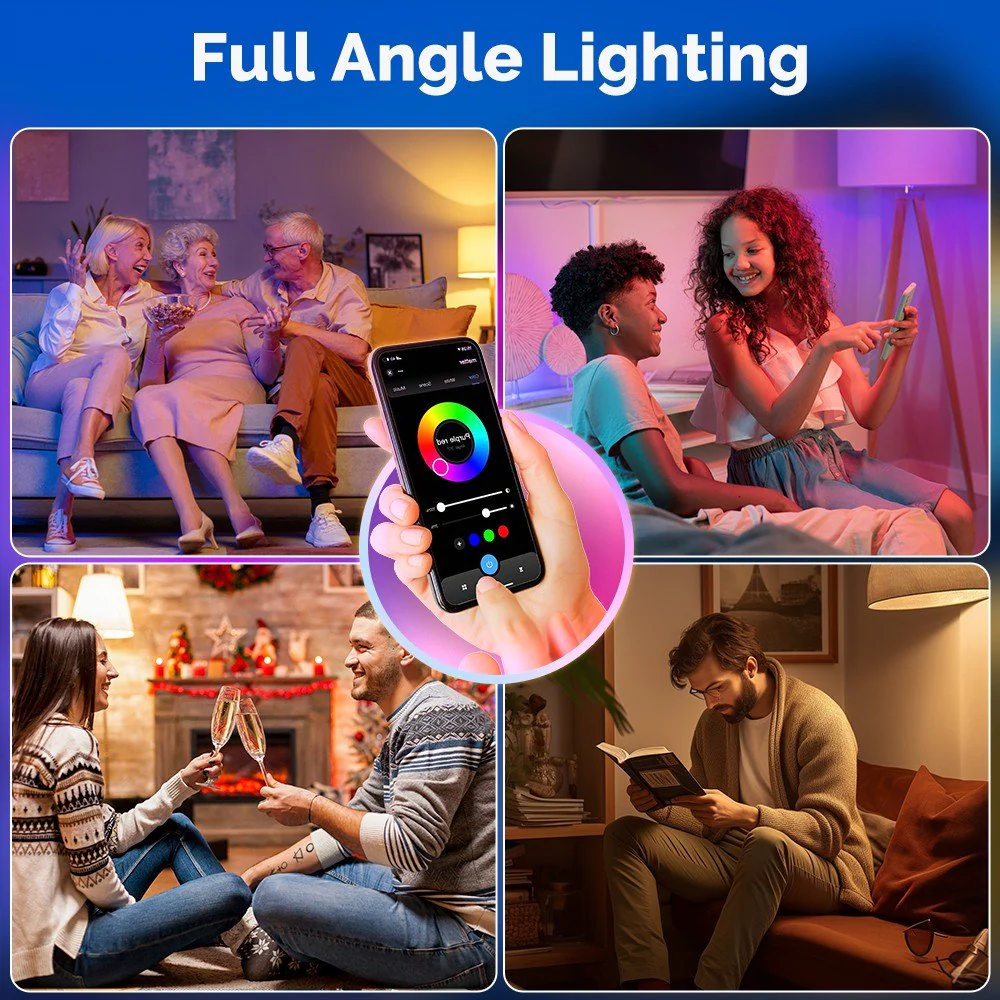 Tuya Matter WiFi Smart LED E27 Dimmable Light Bulbs RGB 2700K-6500K W+C - Image 6