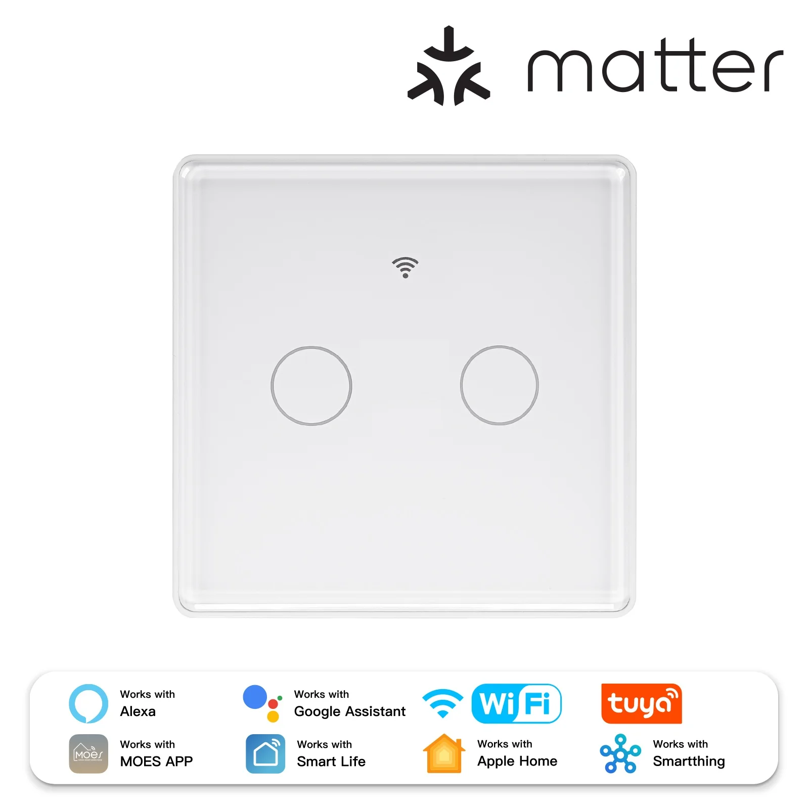 Tuya Matter WiFi Smart Light Switch 2.5D Glass Panel Neutral Wire Required EU Version - Image 8