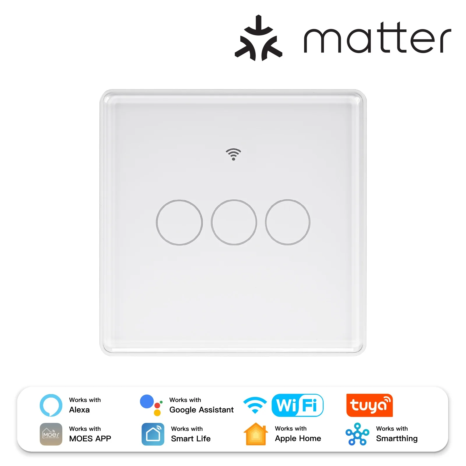 Tuya Matter WiFi Smart Light Switch 2.5D Glass Panel Neutral Wire Required EU Version - Image 9