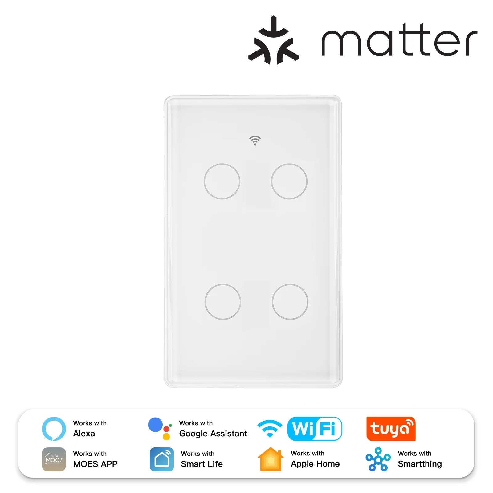 Tuya Matter WiFi Smart Light Switch 2.5D Glass Panel Neutral Wire Required US Version - Image 10