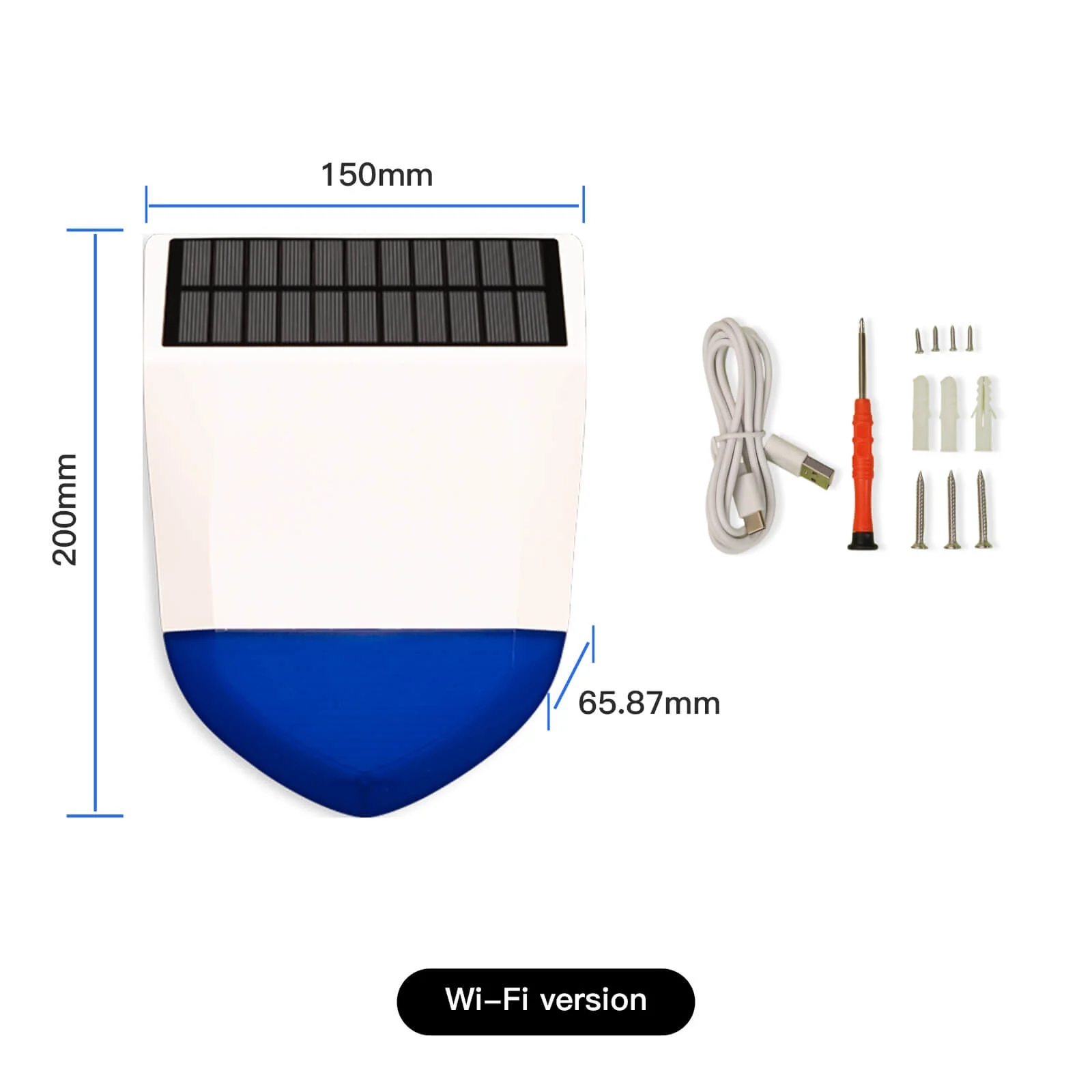 Tuya Smart Wifi/Zigbee Sound Light Siren Alarm Solar Energy Outdoor IPX5 Waterproof Tamper Alarm With Rechargeable Battery - Image 8