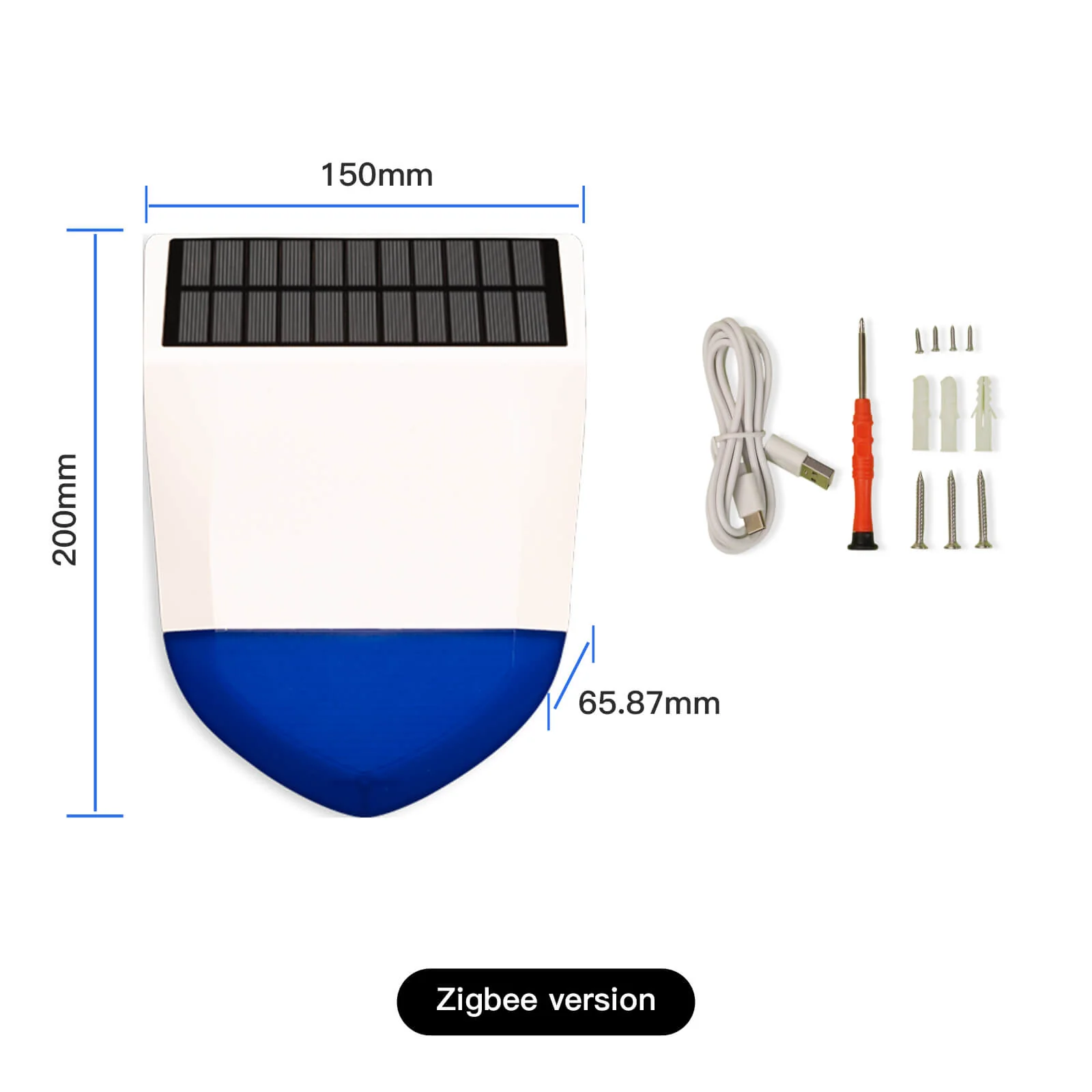 Tuya Smart Wifi/Zigbee Sound Light Siren Alarm Solar Energy Outdoor IPX5 Waterproof Tamper Alarm With Rechargeable Battery - Image 9
