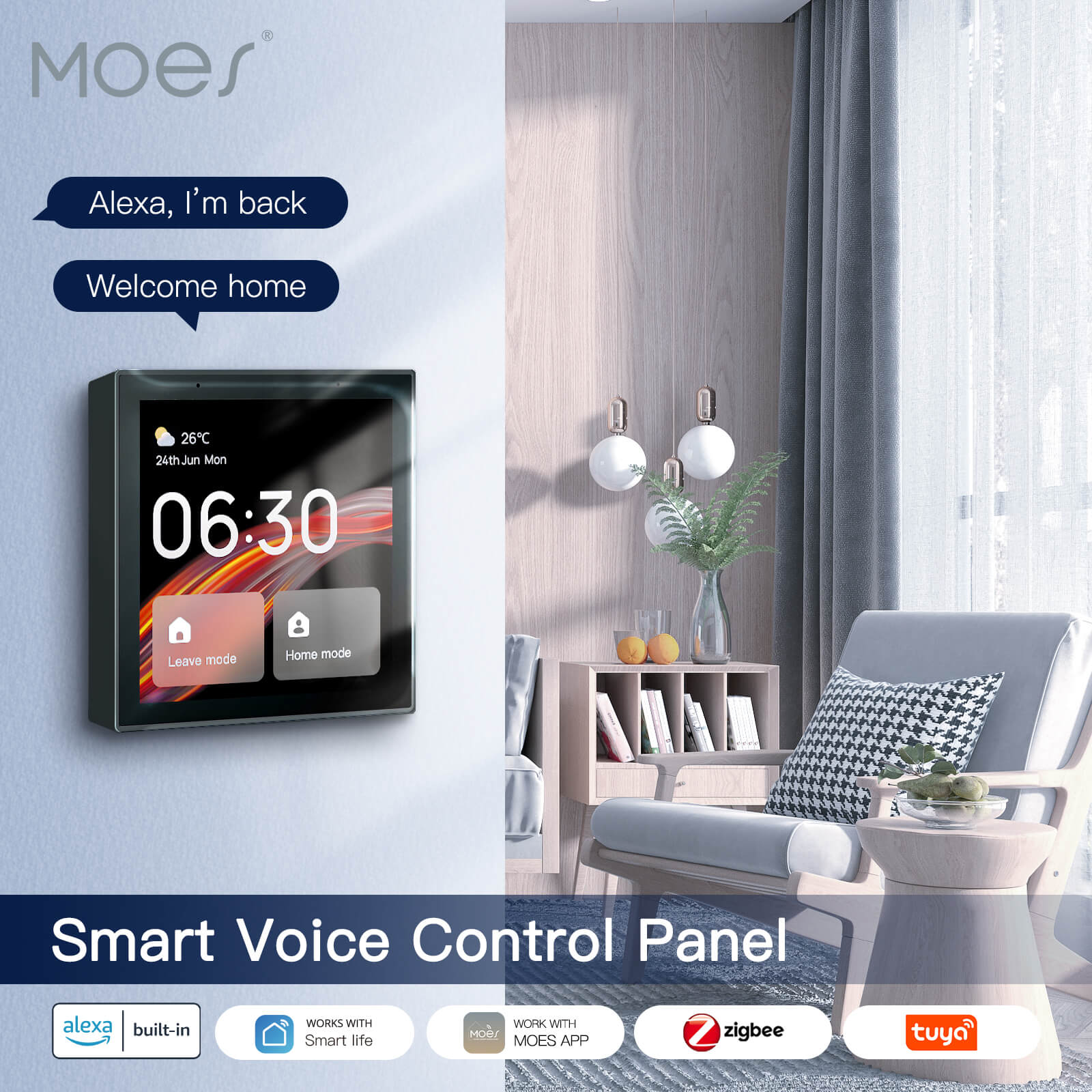 Tuya Wifi Smart Touch Screen Center Control Panel with Voice Control Alexa Built-in ZigBee Gateway Built-in Neutral Wire Required - Image 3