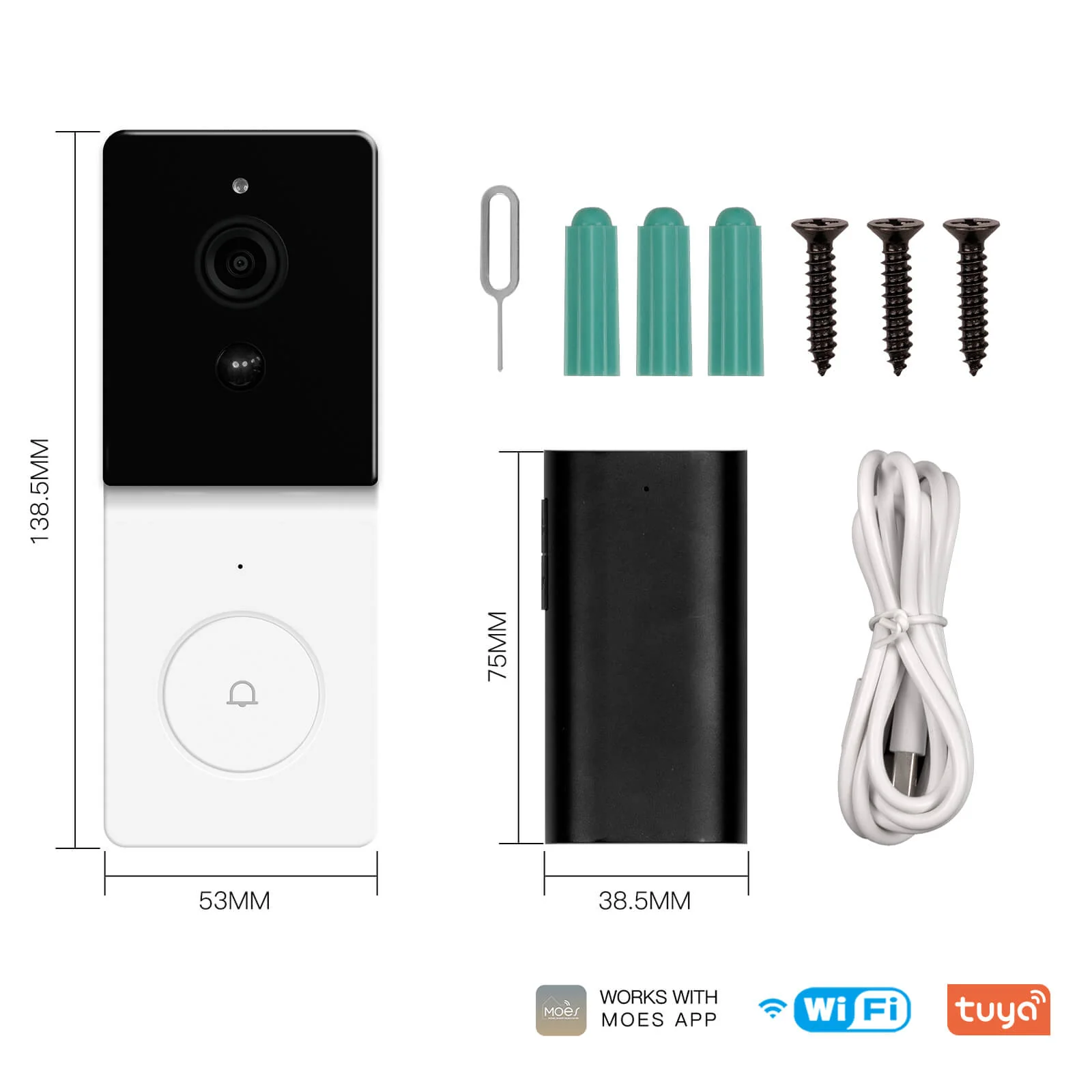 MOES Smart WiFi Video Doorbell Camera 2-way Audio Intercom Outdoor Wireless Door Bell Night Vision EU Version - Image 8