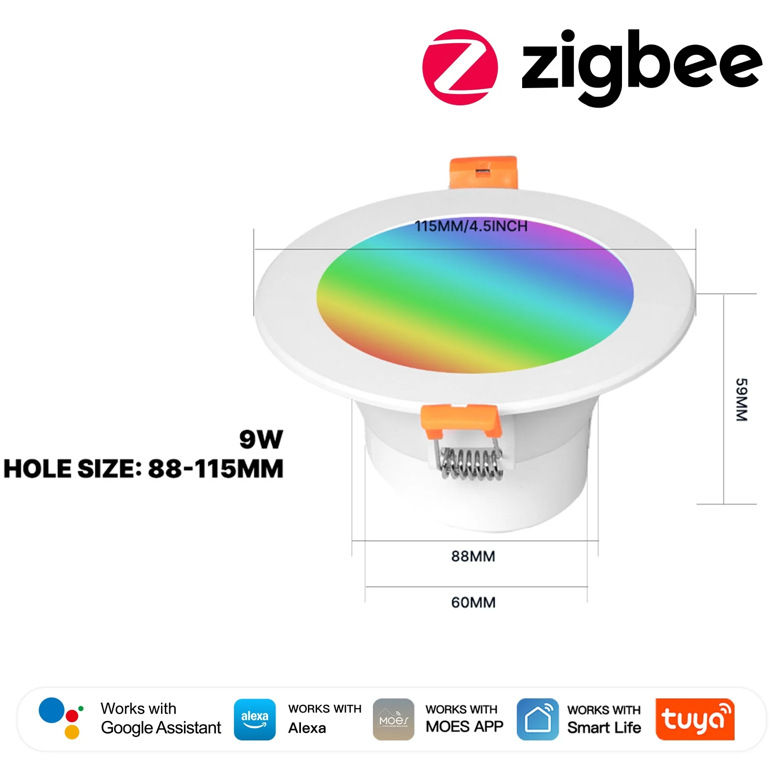 Tuya ZigBee Smart LED Downlight Round Spotlights 9/12W RGB Color Dimming Lamp Work with Alexa Google Home - Image 6