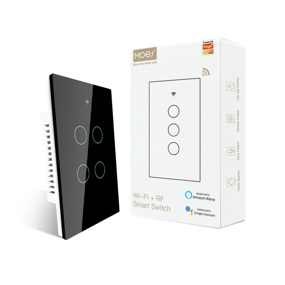 WiFi RF433 Smart Light Wall Touch Switch Single Pole No Neutral 95-130V US Standard - Image 16
