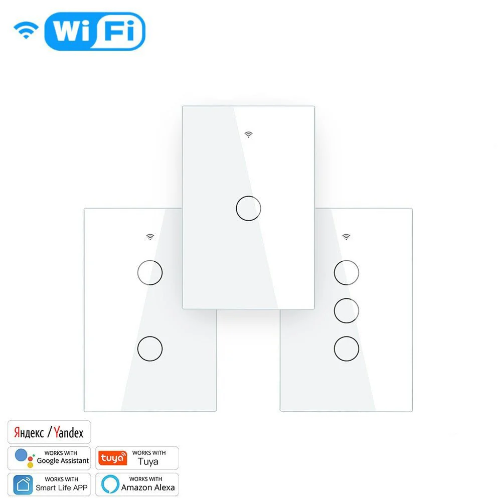 WiFi RF433 Smart Light Wall Touch Switch Single Pole No Neutral 95-130V US Standard - Image 8