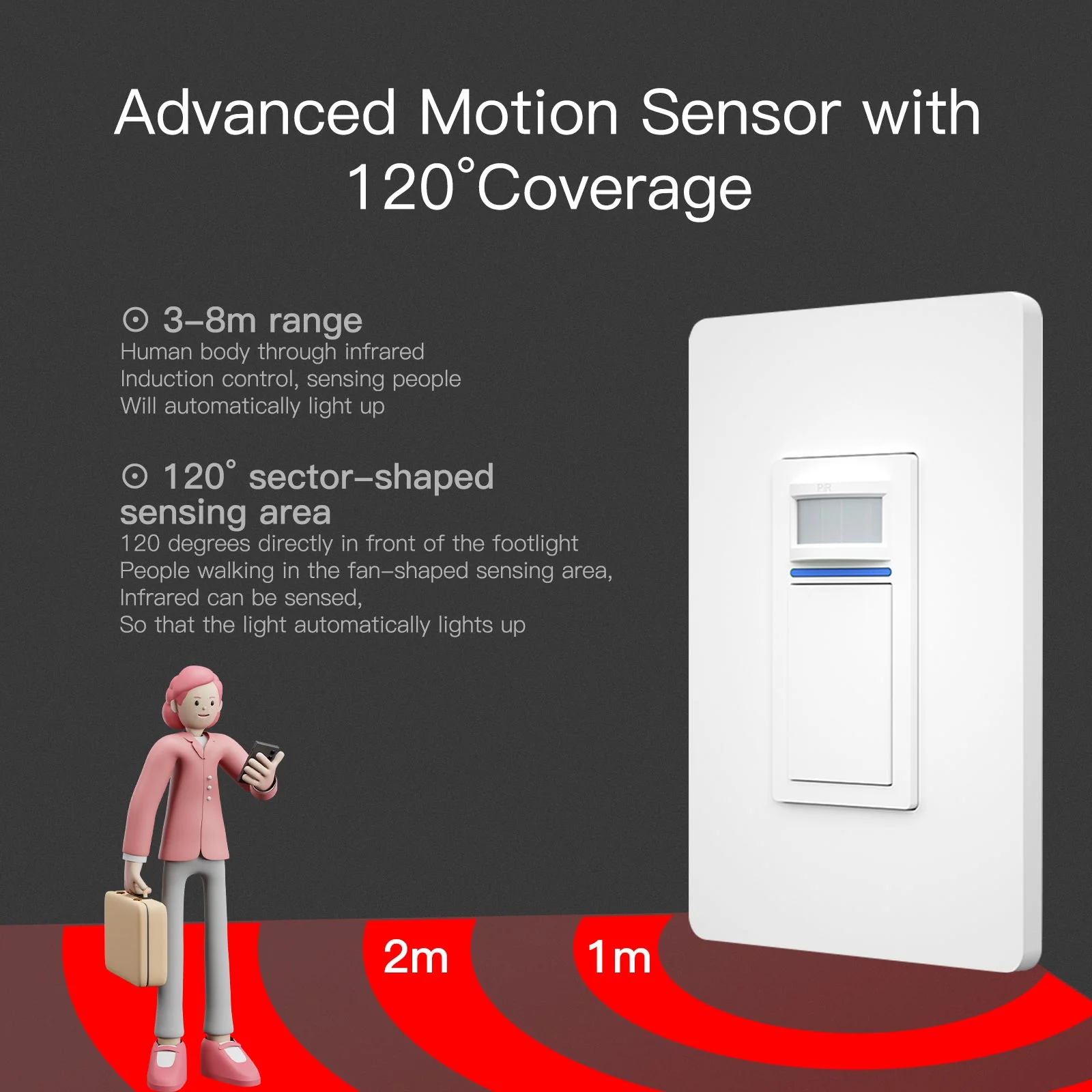 WiFi Smart Light PIR Motion Sensor Light Switch Single Pole Neutral Wire Required 110-125V - Image 4