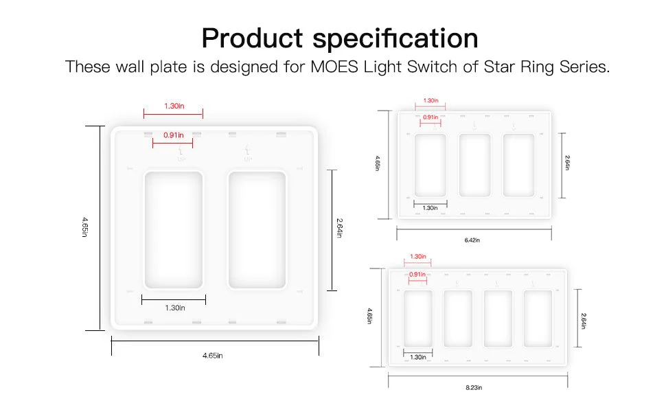 MOES Star Ring 2nd Generation Smart Single Pole 3 Way WIFI Switch 1/2/3/4 Gang US Standard - Image 14