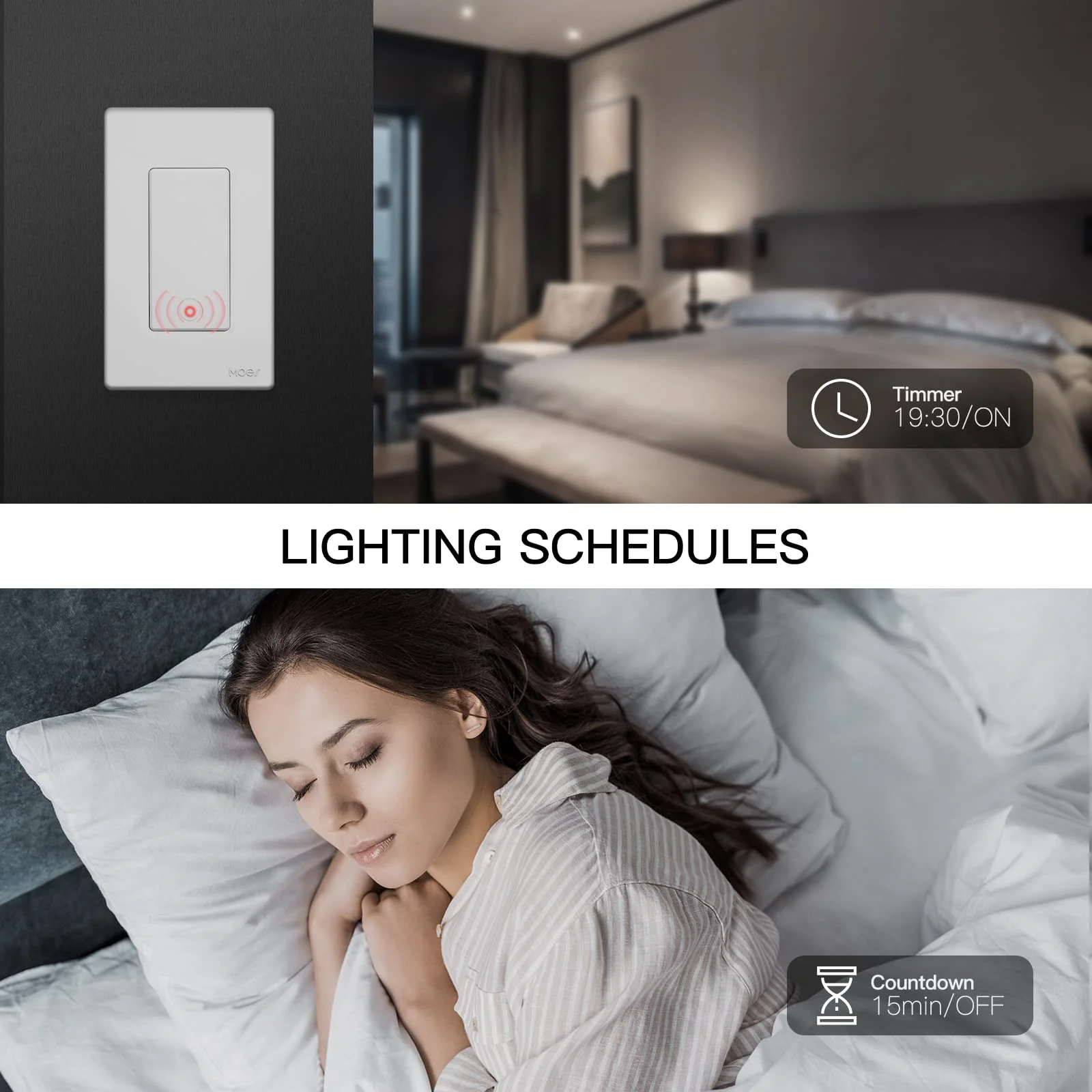 MOES Star Ring 2nd Generation Smart Single Pole 3 Way WIFI Switch 1/2/3/4 Gang US Standard - Image 6