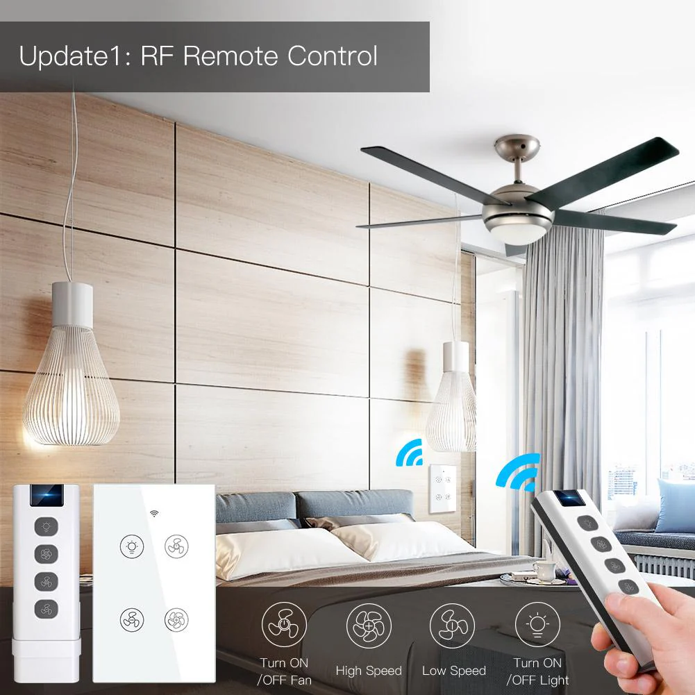 WiFi RF433 Smart Ceiling Fan Light Touch Switch Single Pole Neutral Wire Required US - Image 3
