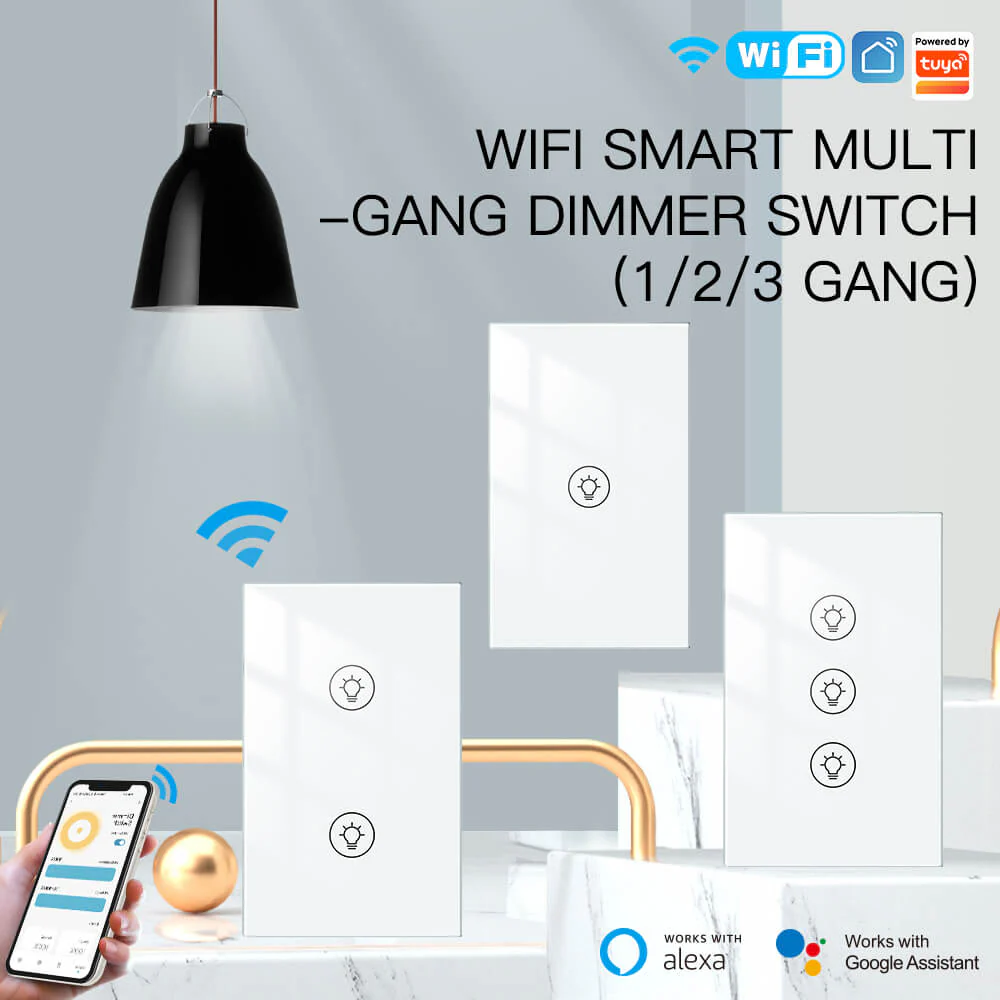 MOES WiFi Dimmer Switch Smart Light Dimmer Touch Panel Switches 1/2/3 Gang US Version - Image 3