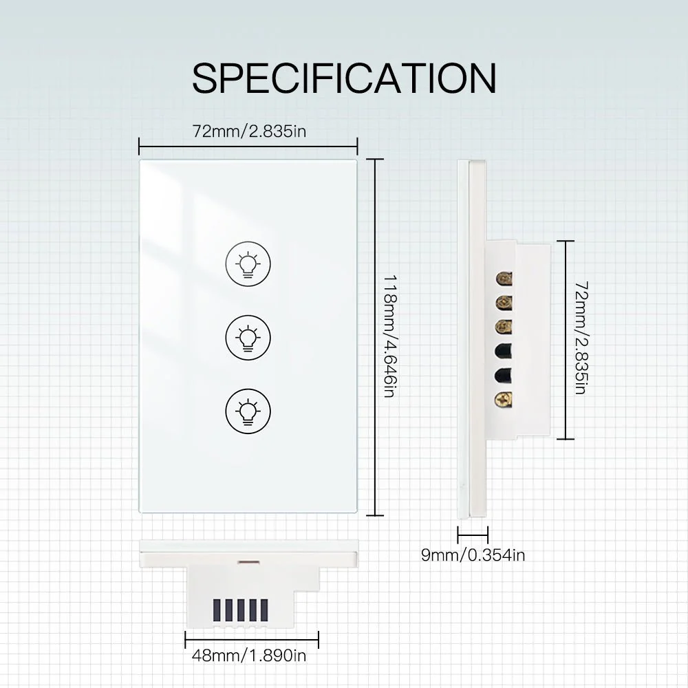 MOES WiFi Dimmer Switch Smart Light Dimmer Touch Panel Switches 1/2/3 Gang US Version - Image 7