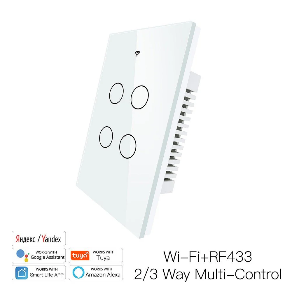 RF433 WIFI Smart Wall Touch Light Switch Glass Panel, 3 Way Multi-Control Neutral Wire Required US Standard - Image 20
