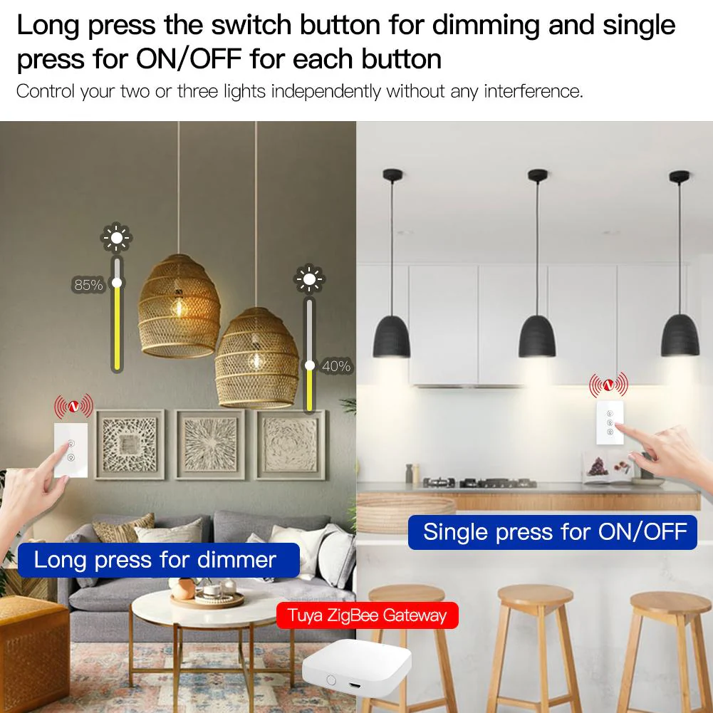 ZigBee Smart Dimmer Switch, Multi-gang Smart Light Dimmer Switch, US Single Pole Neutral Wire Required - Image 4