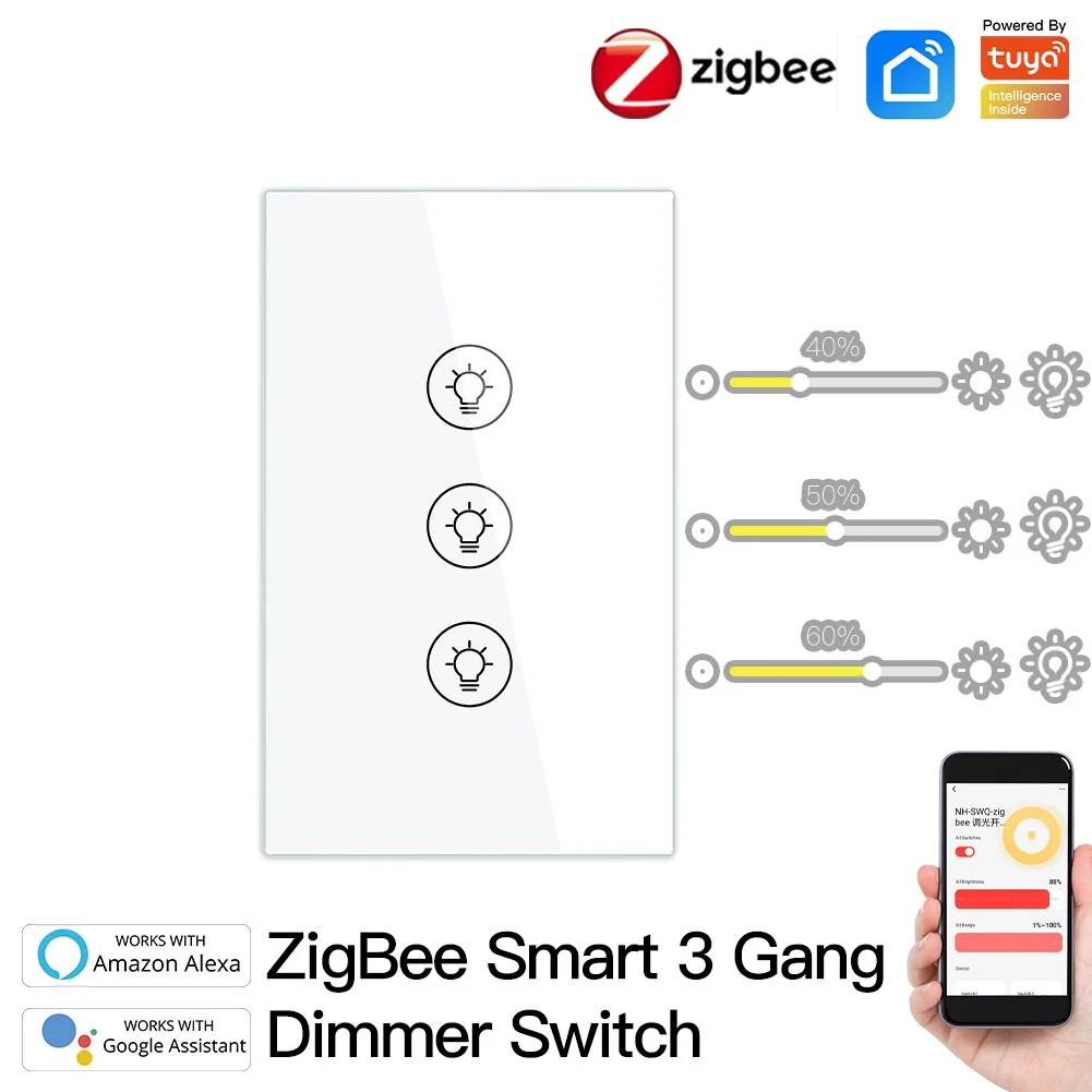 ZigBee Smart Dimmer Switch, Multi-gang Smart Light Dimmer Switch, US Single Pole Neutral Wire Required - Image 9