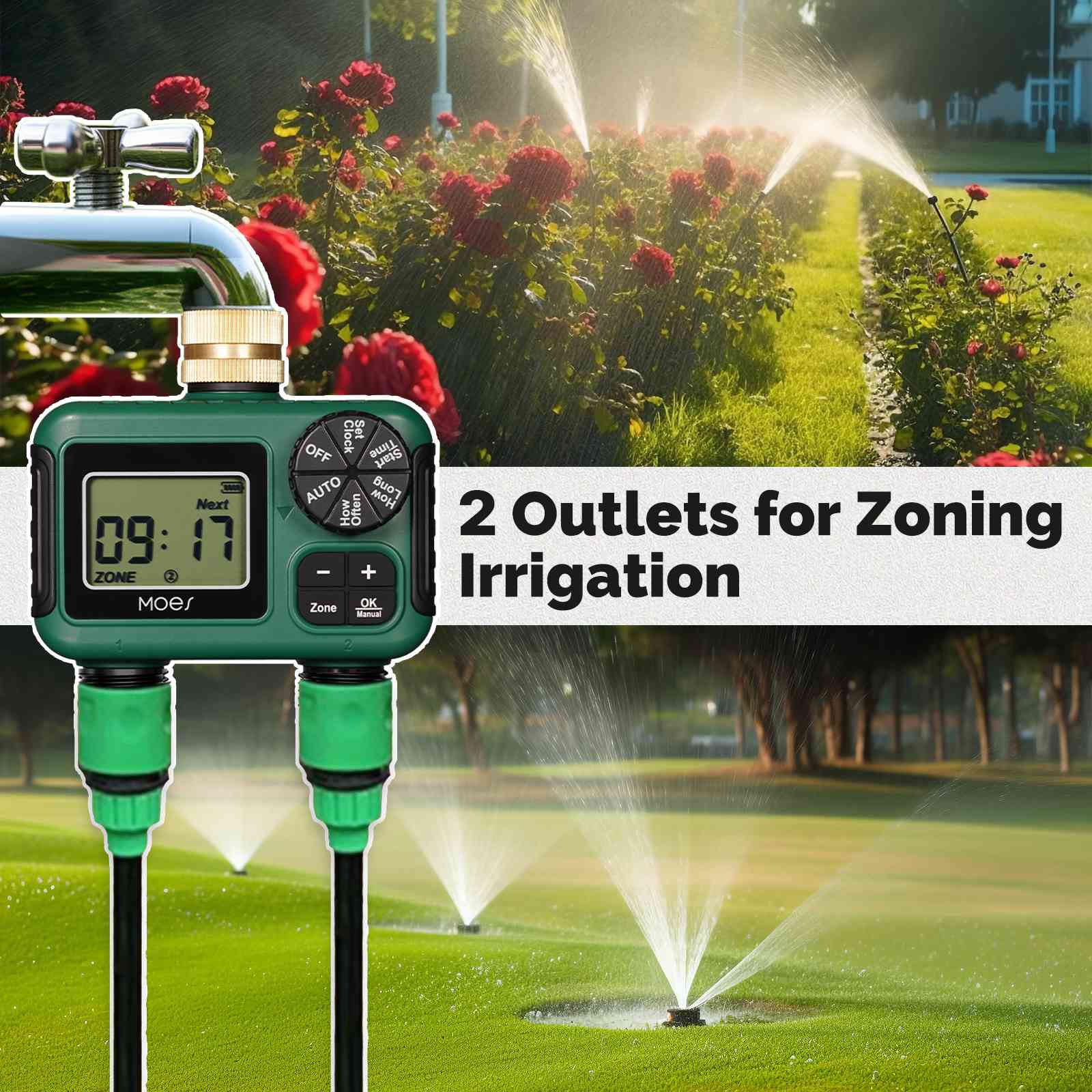 Water Timer For Garden Hose Drip Irrigation 2/3/4 Outlet Brass Inlet IPX5 Waterproof US Version - Image 5