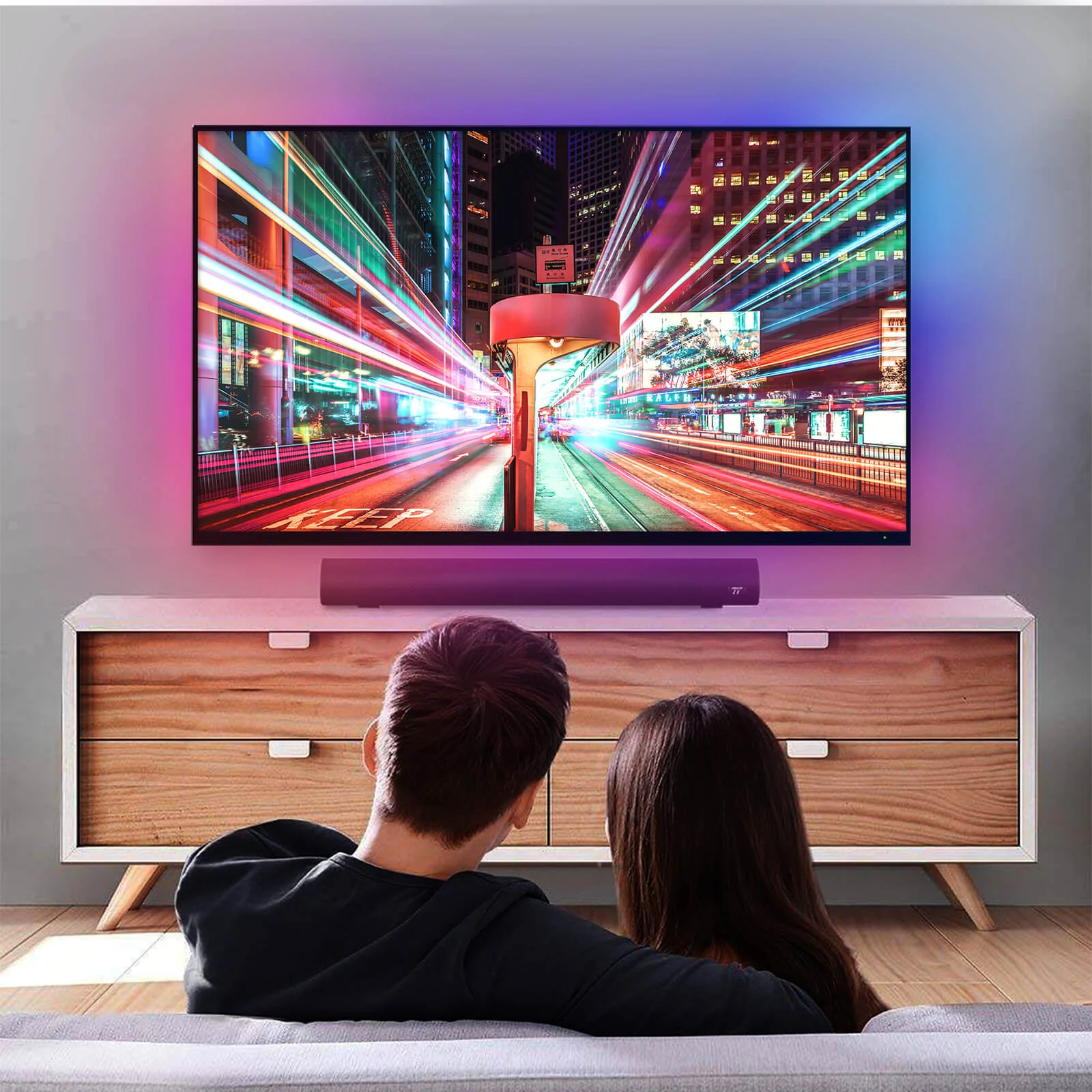 MOES Smart WiFi Ambient Lighting TV Backlight 4K HDMI 2.0 Sync Box LED Light Strip Music - Image 3