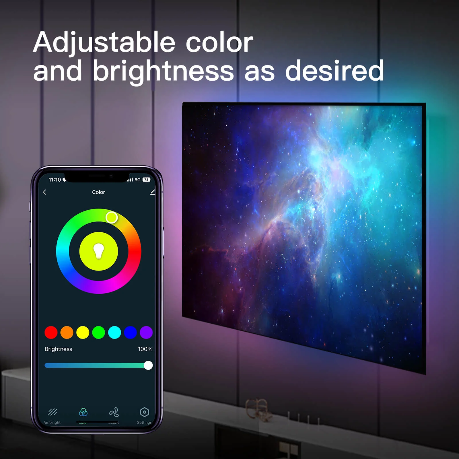 MOES Smart WiFi Ambient Lighting TV Backlight 4K HDMI 2.0 Sync Box LED Light Strip Music - Image 5