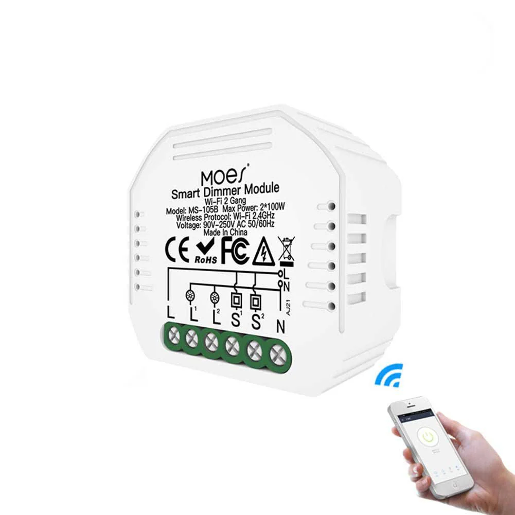 WiFi 2 Gang Dimmer Switch  Module DIY Smart  Light LED Dimmable Interruptor Relay - Image 12