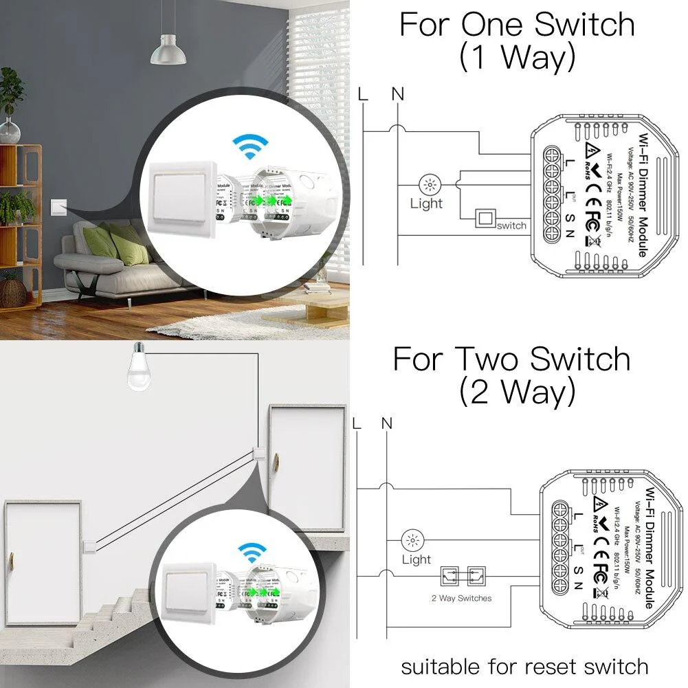 WiFi 2 Gang Dimmer Switch  Module DIY Smart  Light LED Dimmable Interruptor Relay - Image 6