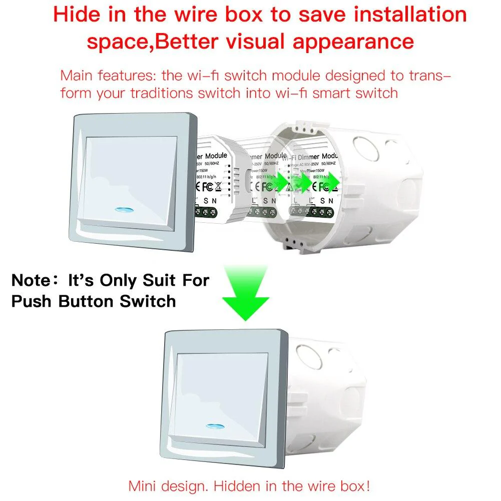 WiFi 2 Gang Dimmer Switch  Module DIY Smart  Light LED Dimmable Interruptor Relay - Image 7