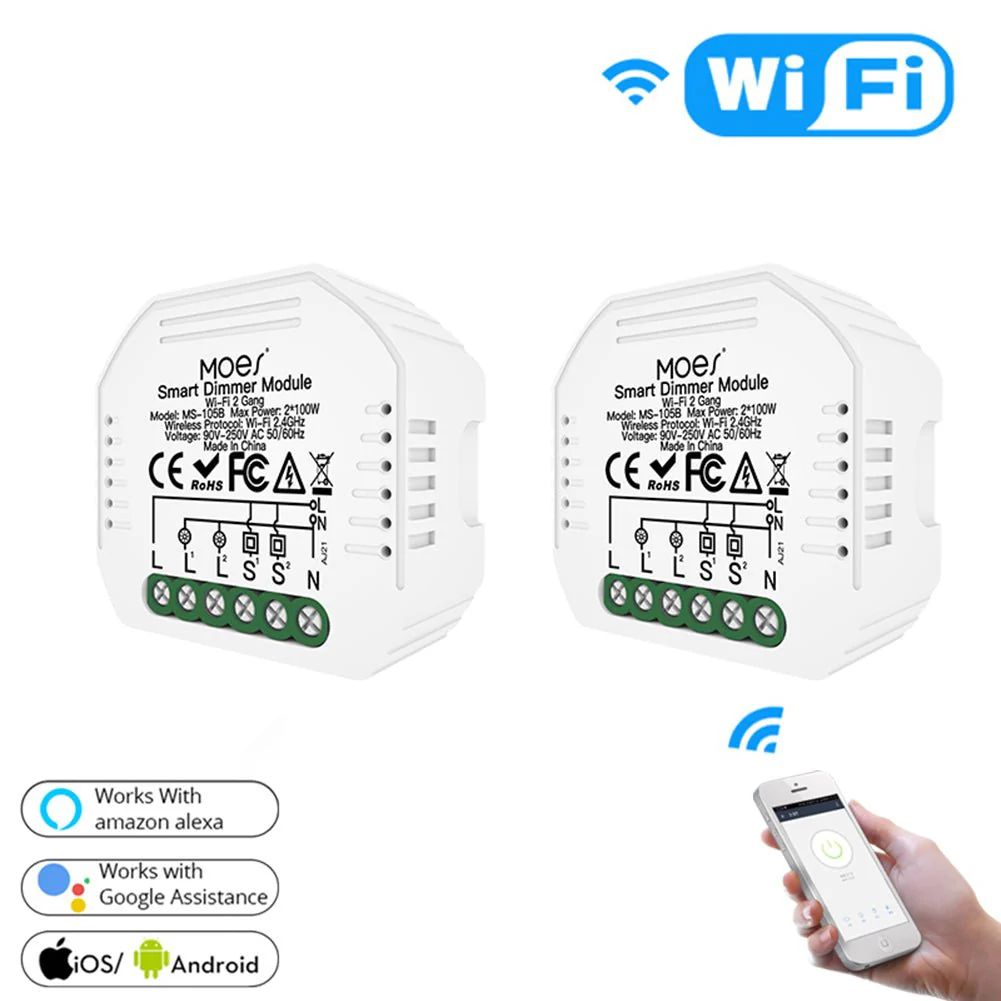 WiFi 2 Gang Dimmer Switch  Module DIY Smart  Light LED Dimmable Interruptor Relay - Image 9