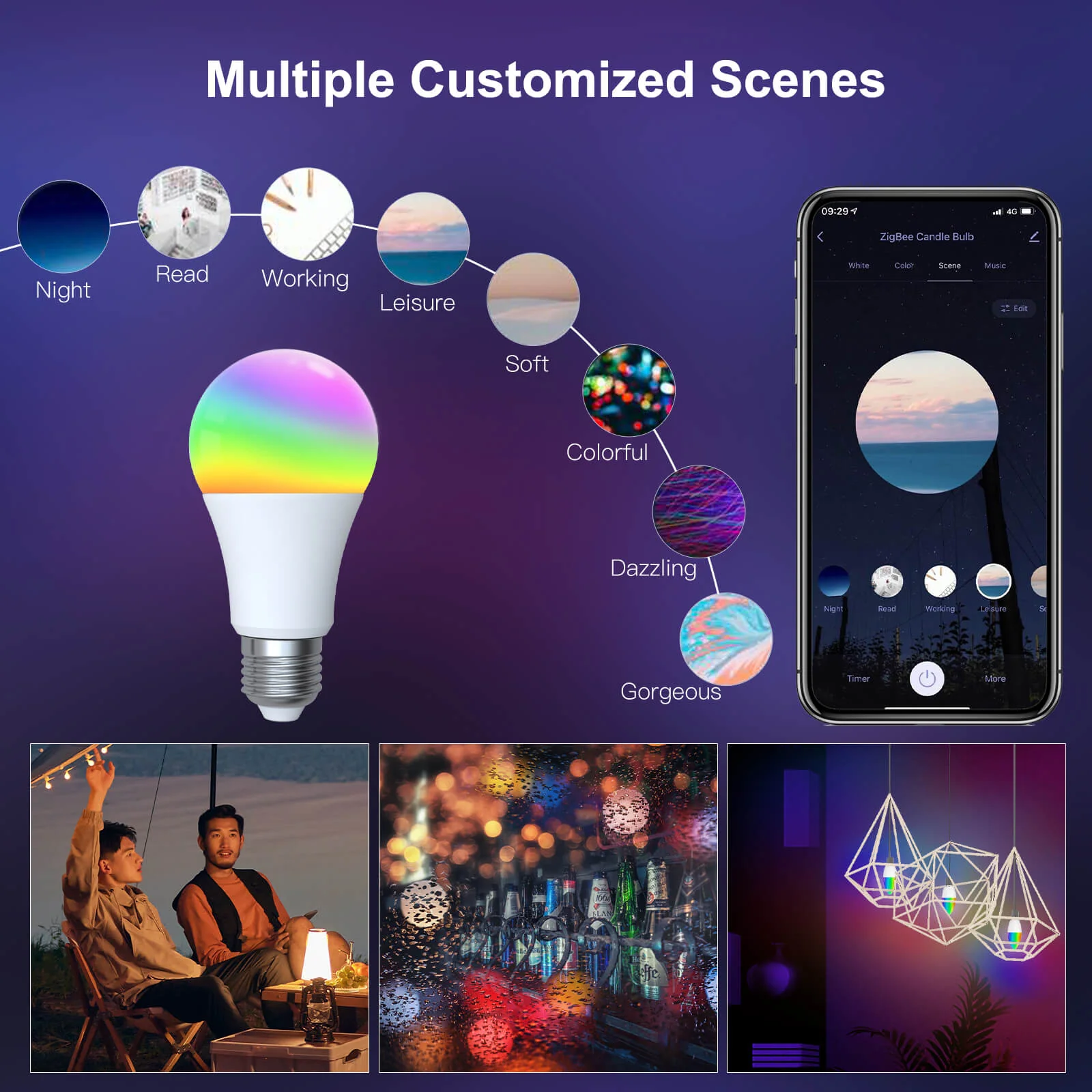 MOES WiFi Smart LED Light Bulb Dimmable Lamp 14W/9W RGB E27 Color Changeable 2700K-6500K - Image 6