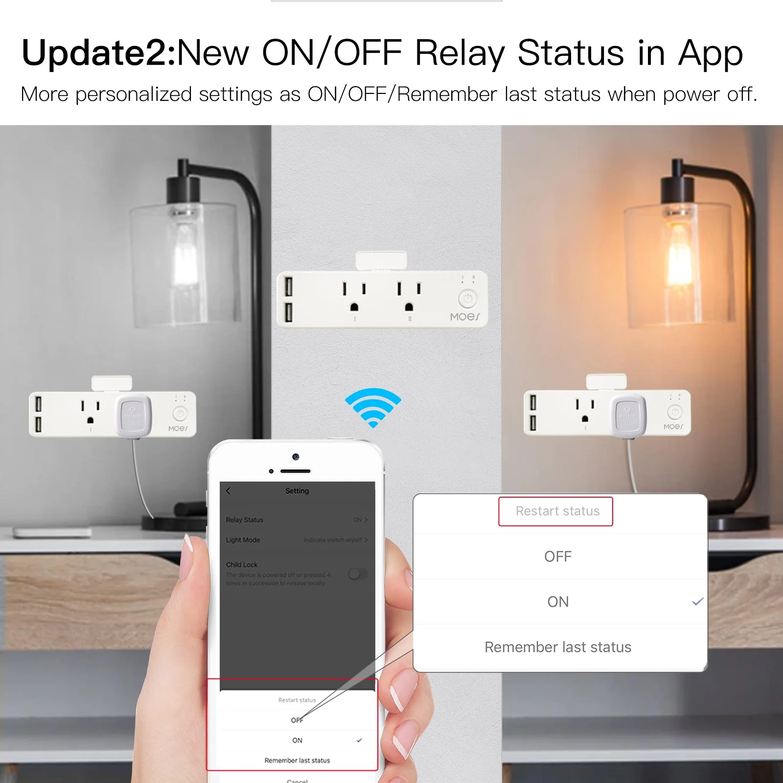 Wifi Smart US Outlet Extender Multi Plug Socket Outlet Shelf With Relay Status, Light Mode Adjustable - Image 3