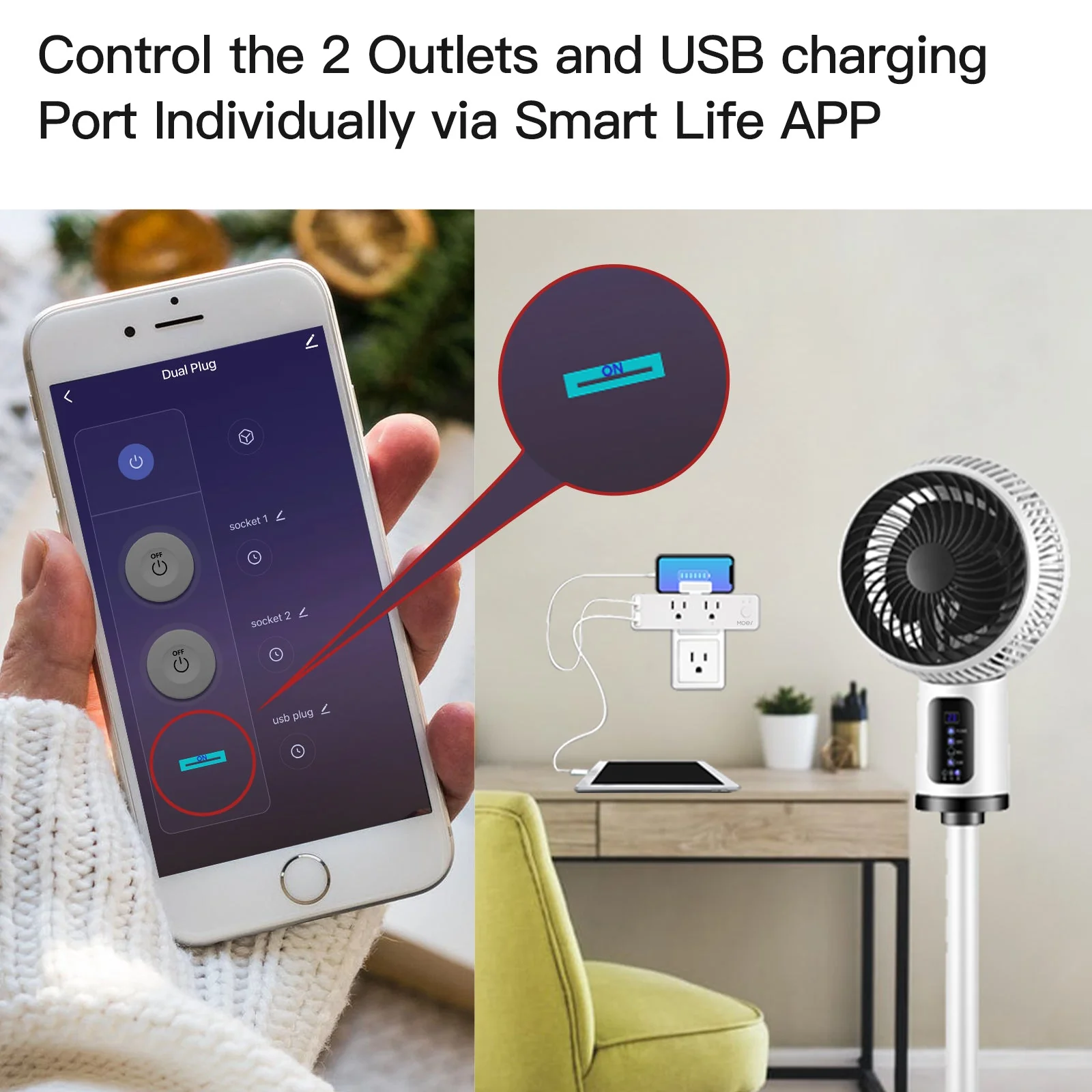 Wifi Smart US Outlet Extender Multi Plug Socket Outlet Shelf With Relay Status, Light Mode Adjustable - Image 7