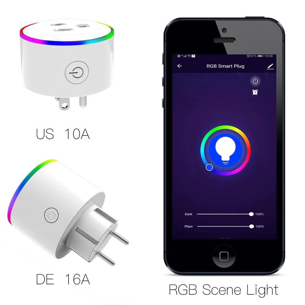 WiFi Smart Plug Outlet Wireless Power Socket Real-time Monitor Electricity With RGB Light - Image 3