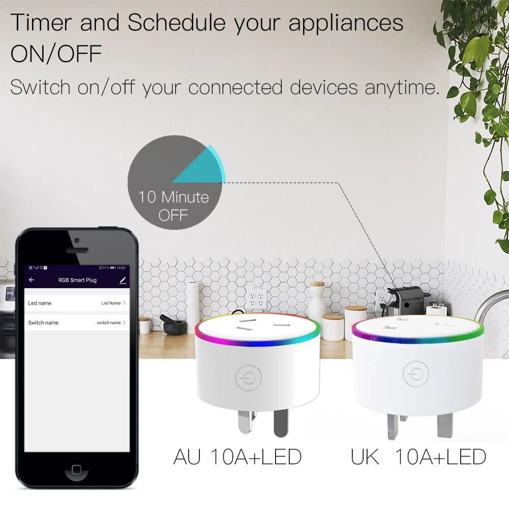 WiFi Smart Plug Outlet Wireless Power Socket Real-time Monitor Electricity With RGB Light - Image 4
