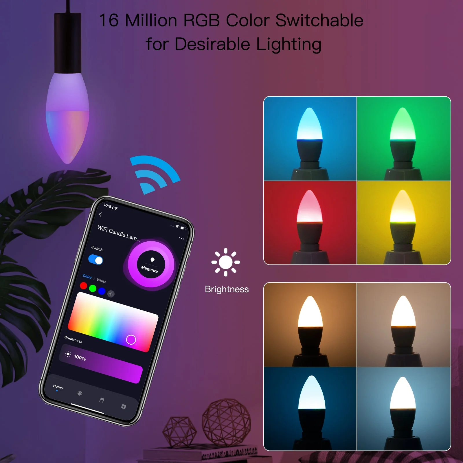 MOES WiFi Smart E14 6W/ E12 5W Candle LED Light Candelabra Bulb RGBCCT 2700-6500K Alexa Google Voice Control - Image 4