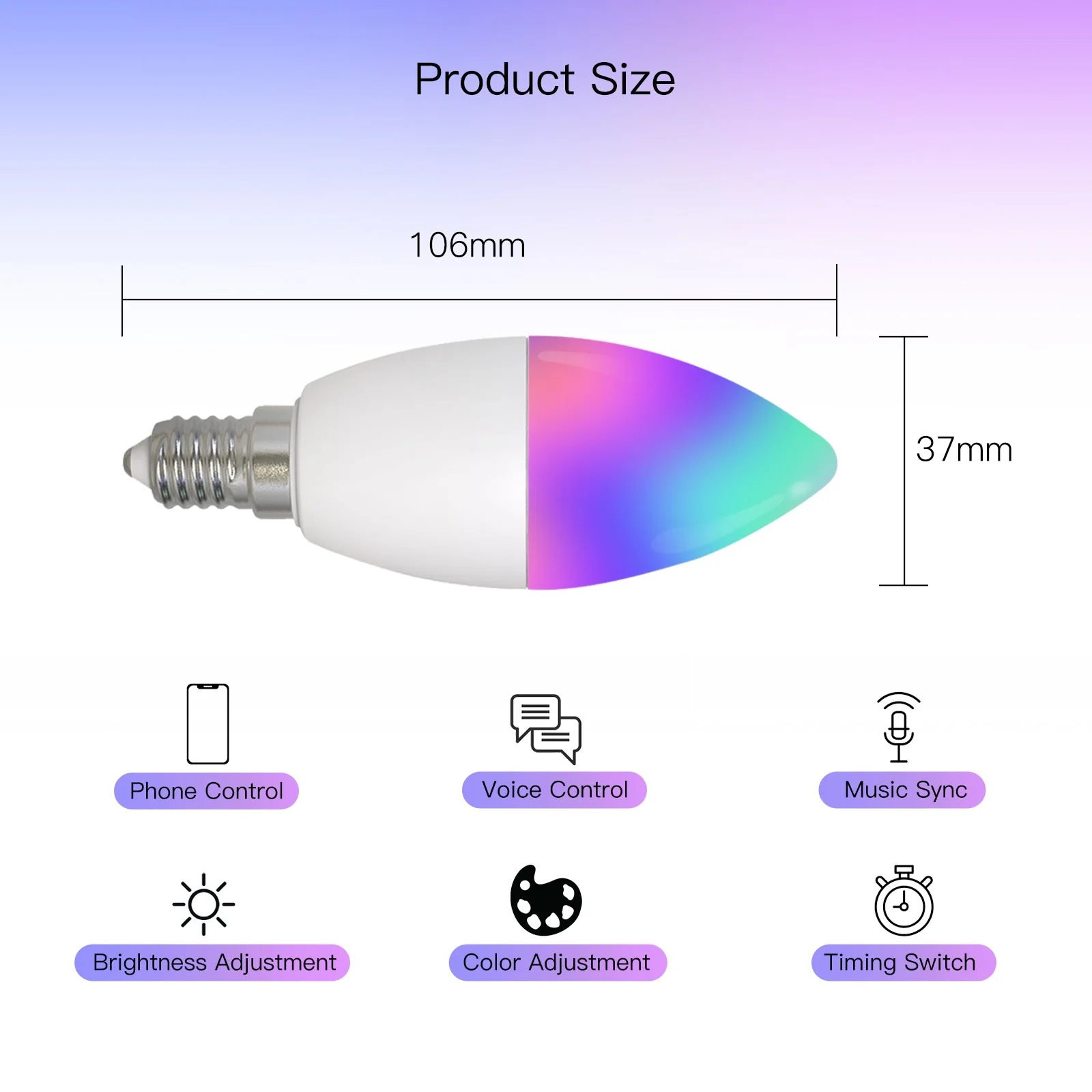 MOES WiFi Smart E14 6W/ E12 5W Candle LED Light Candelabra Bulb RGBCCT 2700-6500K Alexa Google Voice Control - Image 6