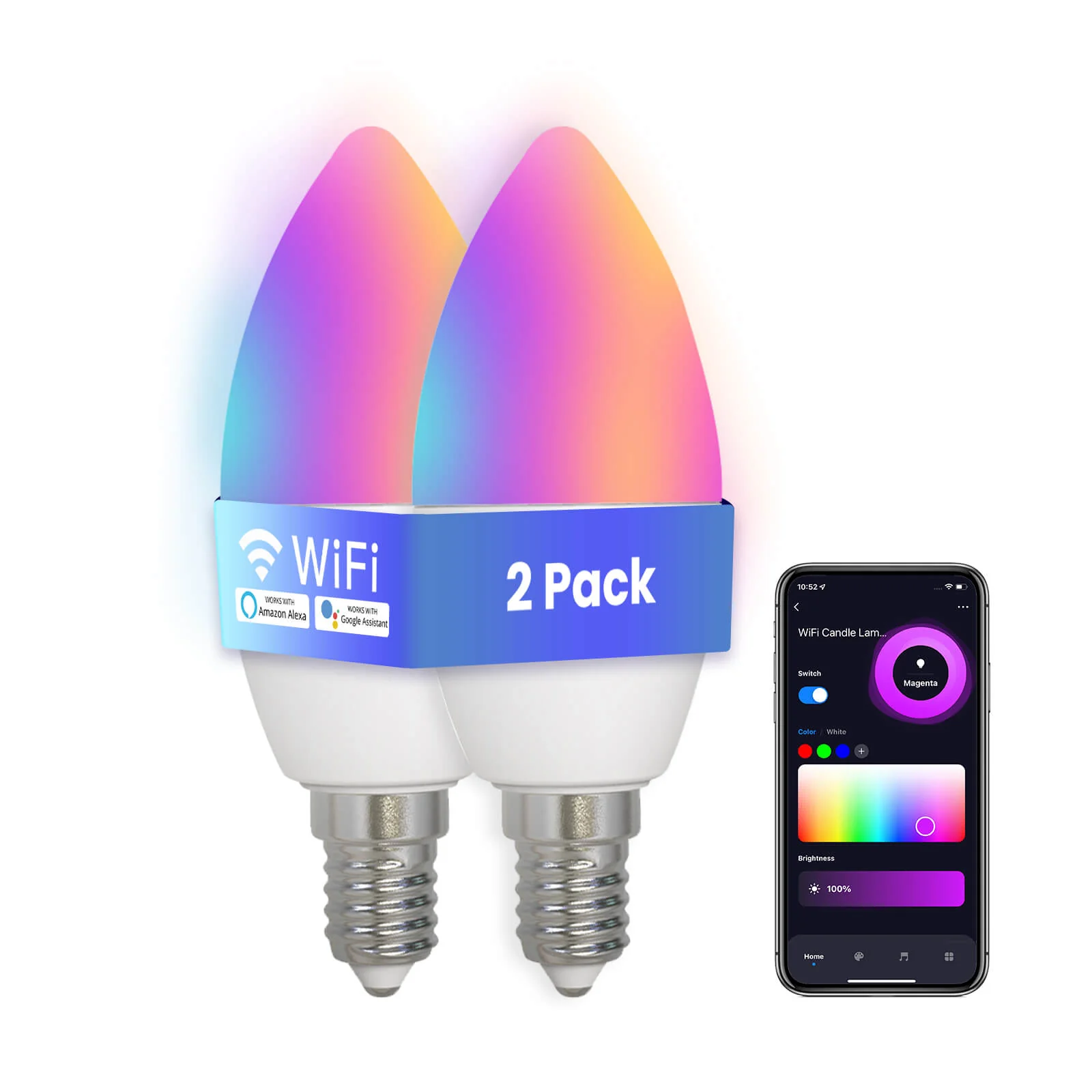 MOES WiFi Smart E14 6W/ E12 5W Candle LED Light Candelabra Bulb RGBCCT 2700-6500K Alexa Google Voice Control - Image 8