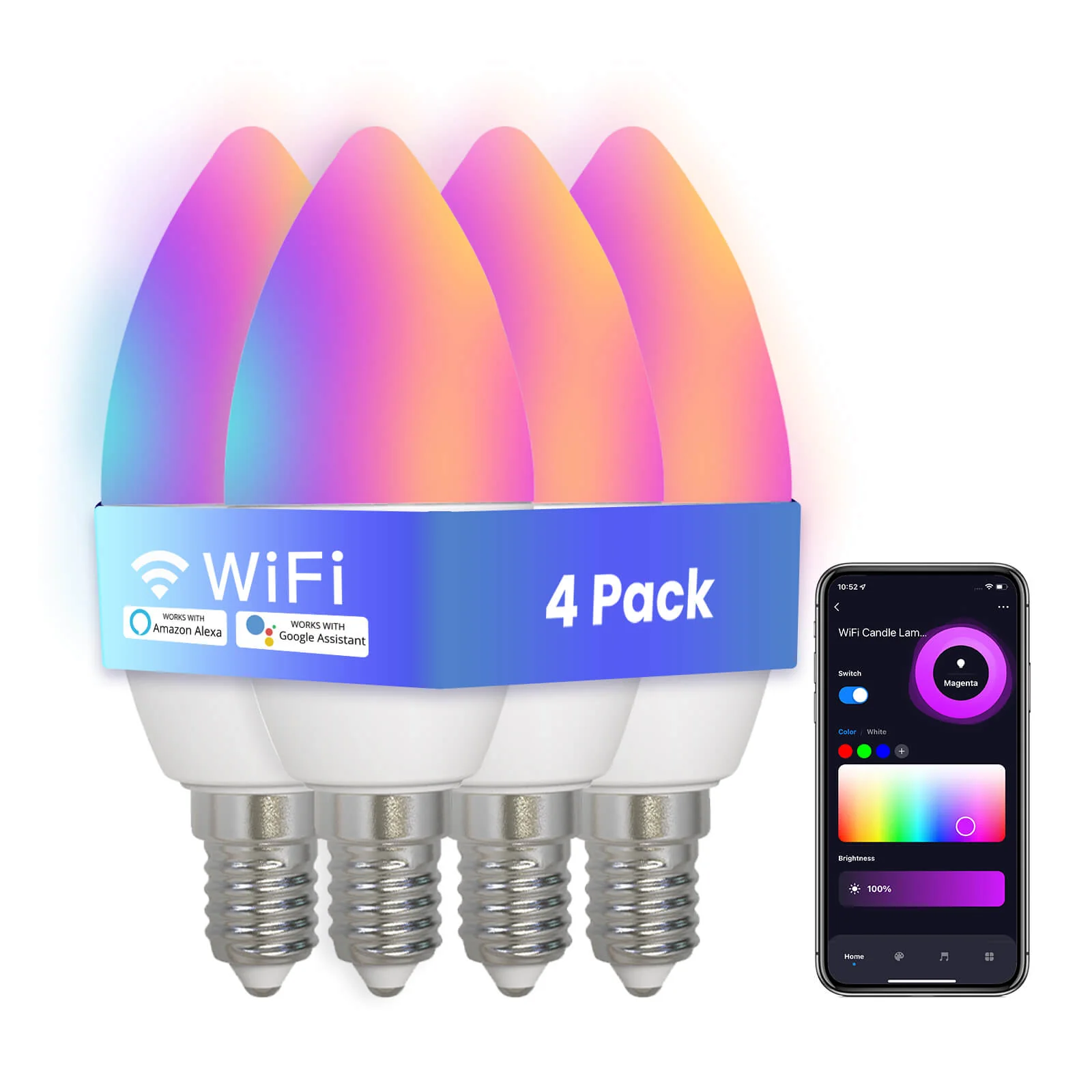 MOES WiFi Smart E14 6W/ E12 5W Candle LED Light Candelabra Bulb RGBCCT 2700-6500K Alexa Google Voice Control - Image 9