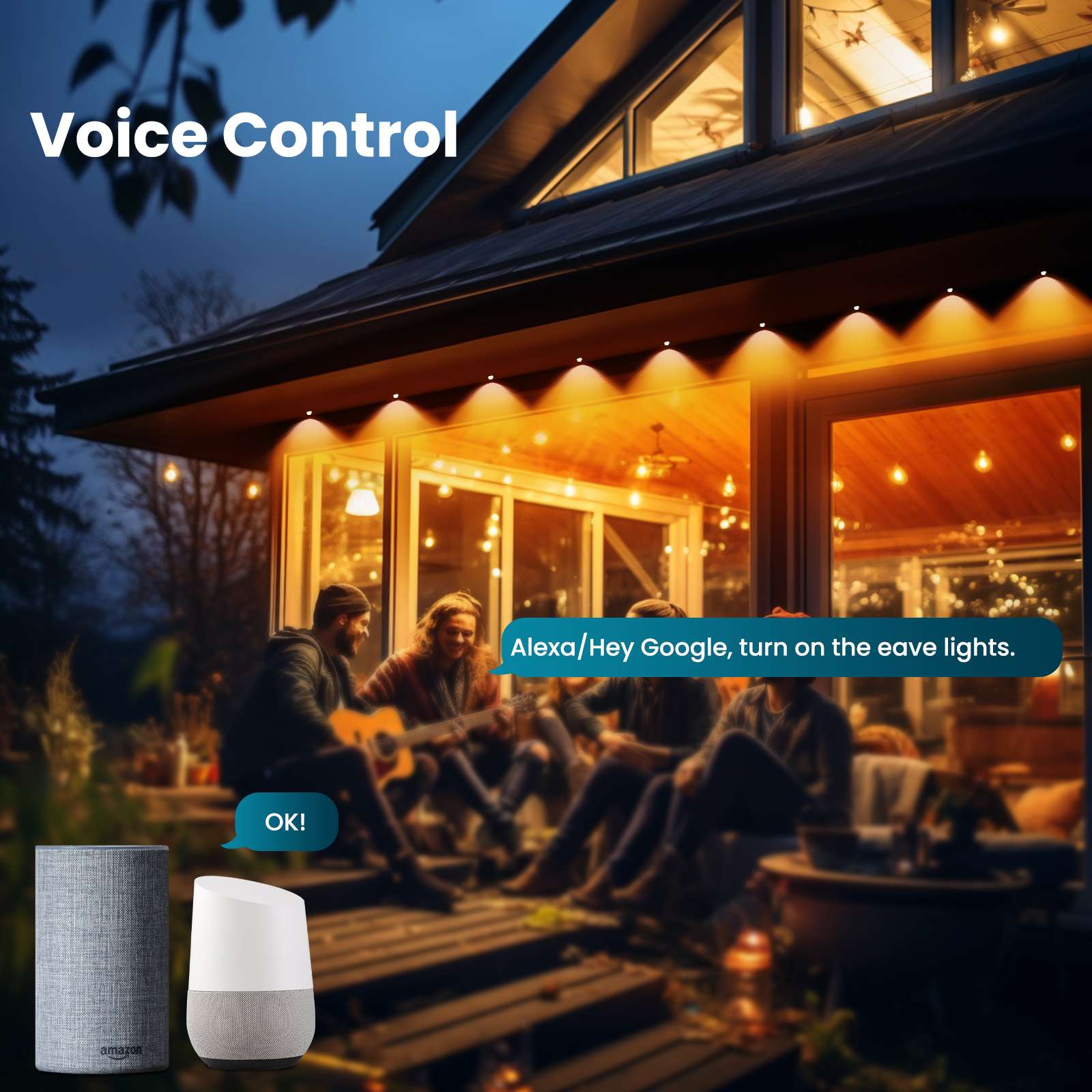 WiFi Smart Eaves String LED Lights Outdoor IP67 Waterproof 1600 Million RGB Color - Image 4
