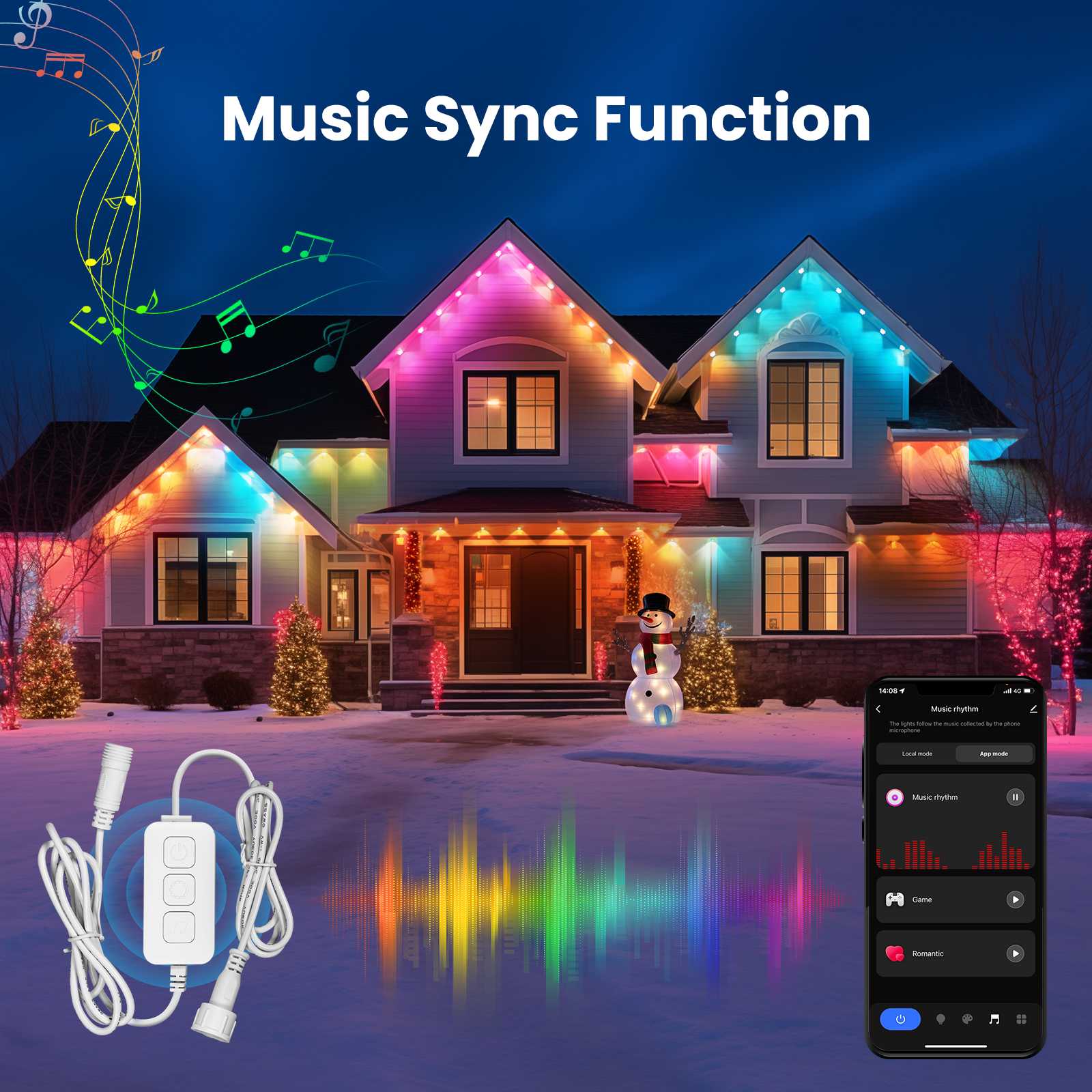 WiFi Smart Eaves String LED Lights Outdoor IP67 Waterproof 1600 Million RGB Color - Image 5