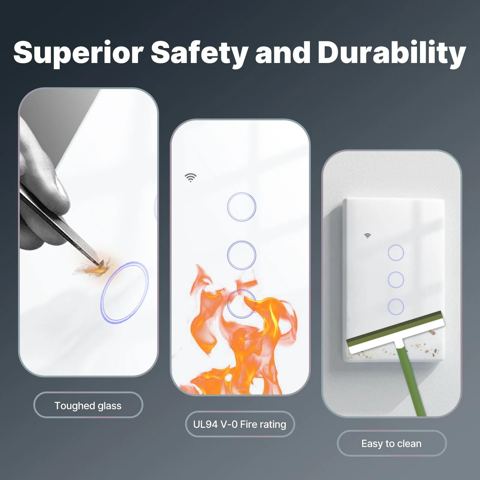 WiFi Smart Light Switch Wall Touch Glass Switch No Neutral Wire Required US Standard - Image 3