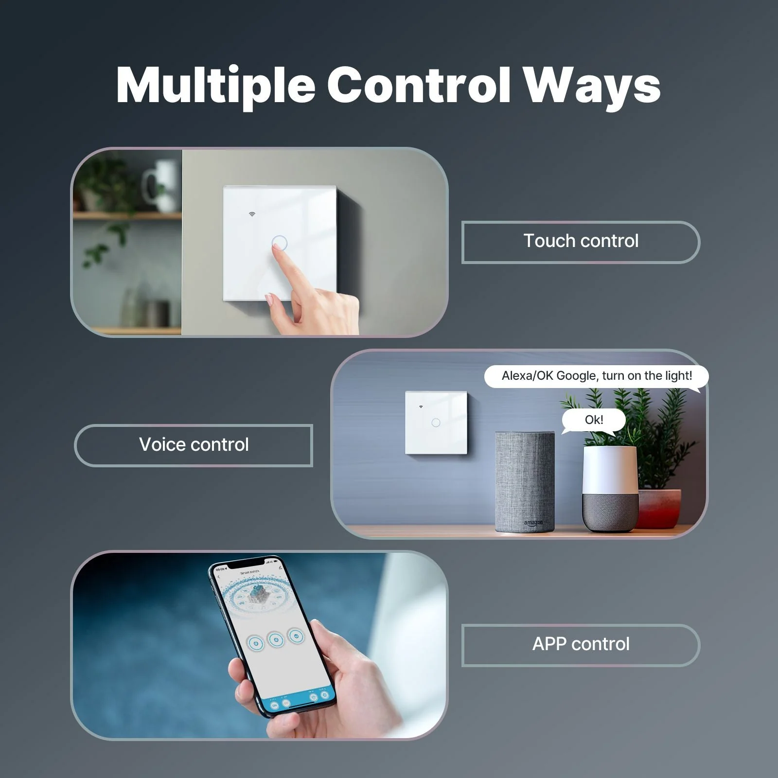 WiFi Smart Light Wall Touch Switch No Neutral Wire Required EU Standard - Image 3
