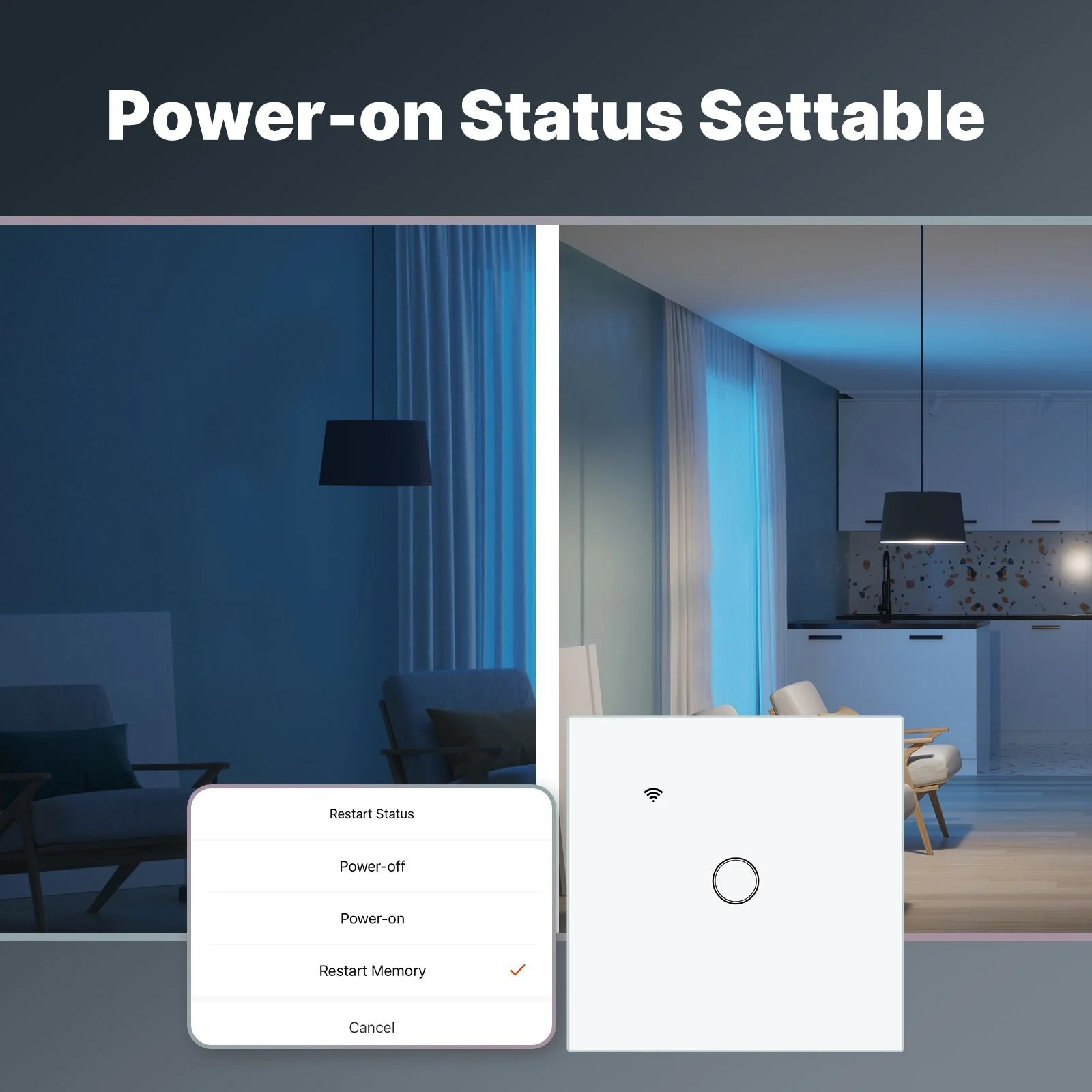 WiFi Smart Light Wall Touch Switch No Neutral Wire Required EU Standard - Image 7