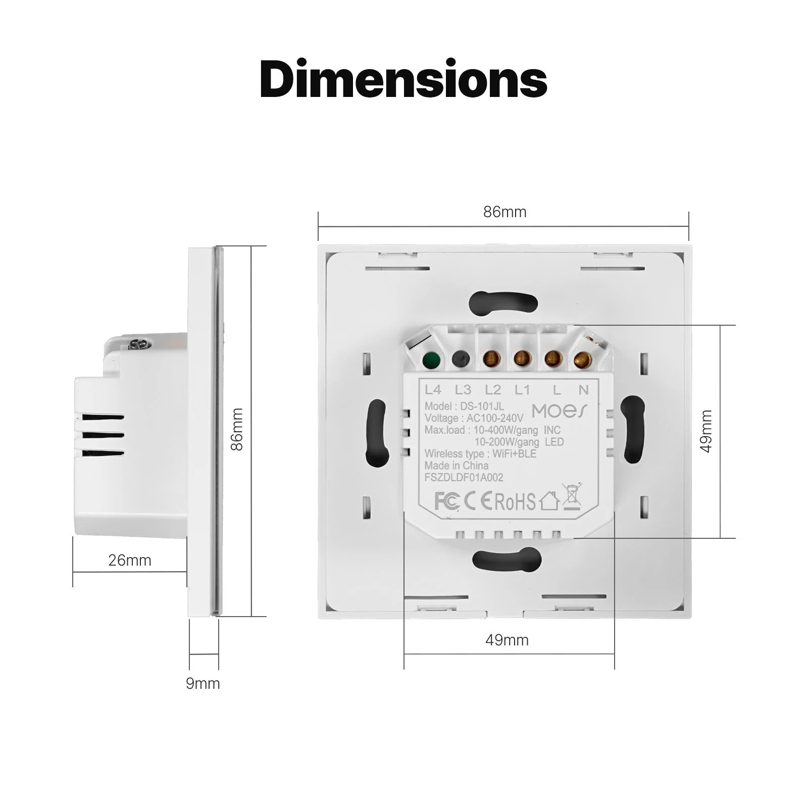 WiFi Smart Light Wall Touch Switch No Neutral Wire Required EU Standard - Image 8