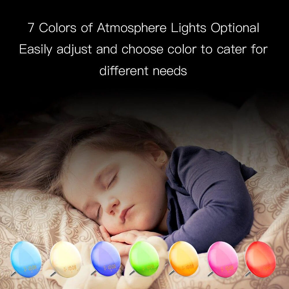 MOES WiFi Smart Clock Wake Up 7 Colors Light Natural Sound Clock With FM Radio - Image 5