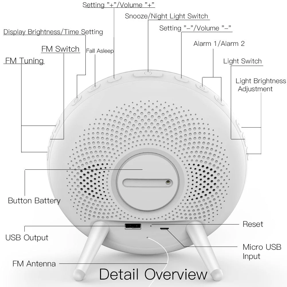 MOES WiFi Smart Clock Wake Up 7 Colors Light Natural Sound Clock With FM Radio - Image 6
