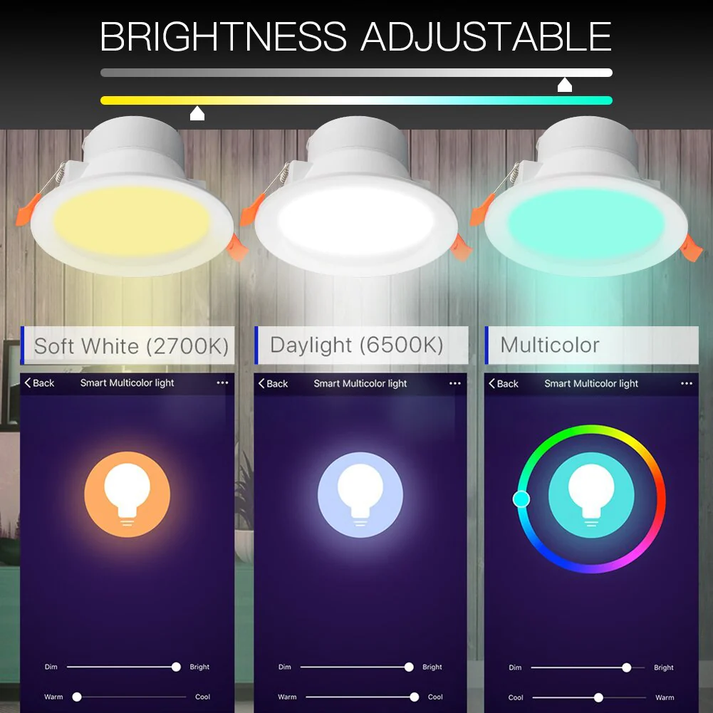 MOES WiFi Smart LED Downlight Dimmable Round Colorful Spotlight Lighting 7W RGB Color Changing Bulb - Image 3