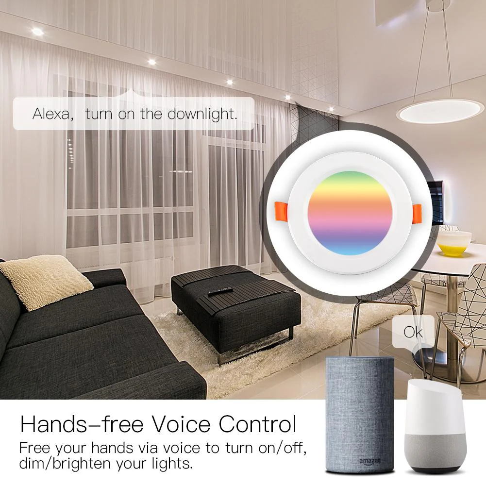 MOES WiFi Smart LED Downlight Dimmable Round Colorful Spotlight Lighting 7W RGB Color Changing Bulb - Image 4